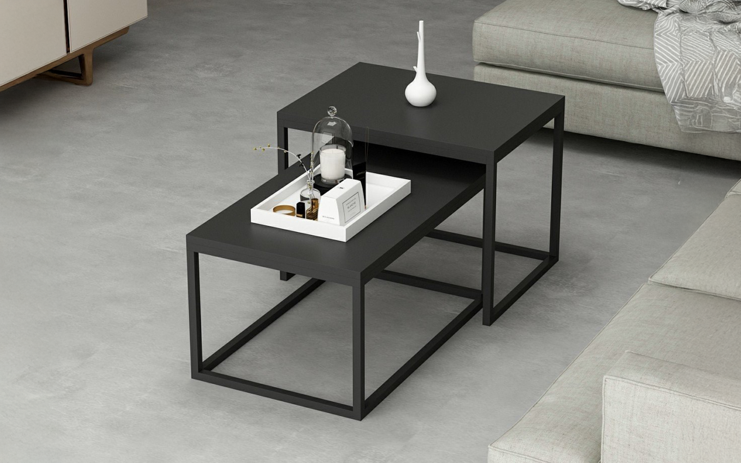 Set masute de cafea Nidra, negru  2