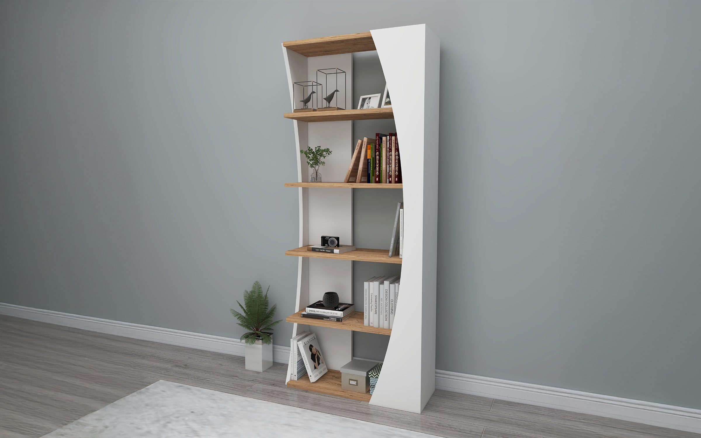 Etajera Glis, pin + alb  3