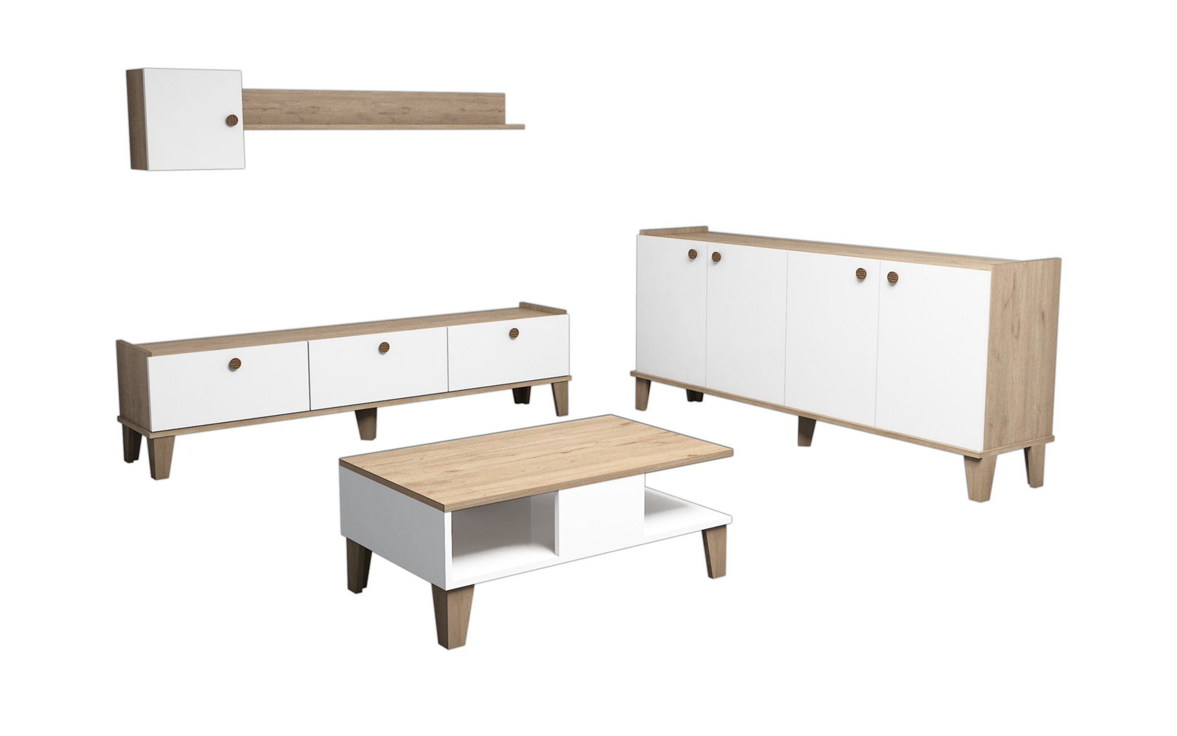 Set living Adore, stejar + alb  4