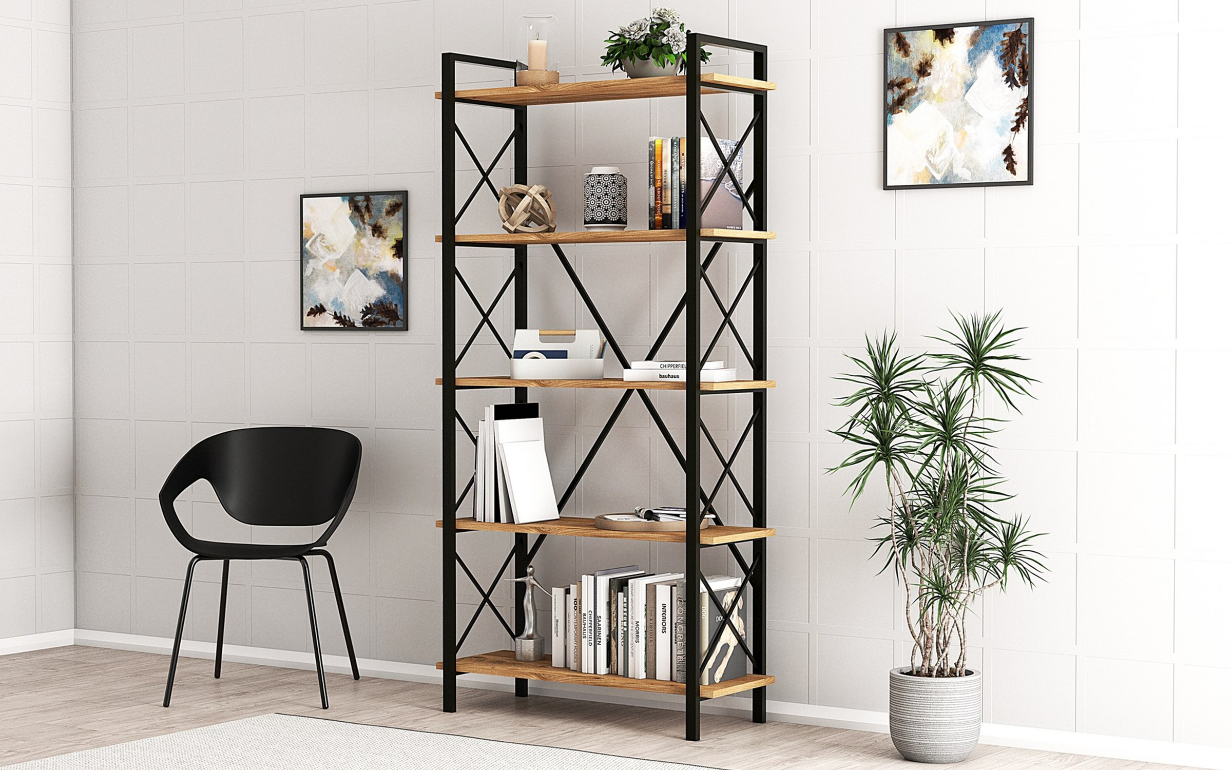 Etajera Nero, negru + pin atlantic  1