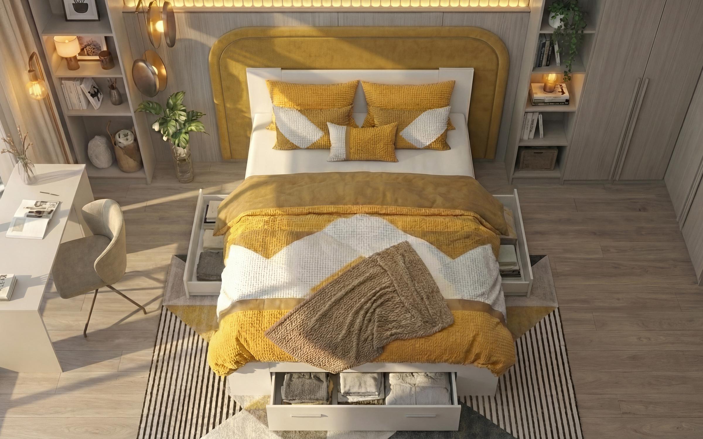 Pat dublu +saltea 140/200 Nemo, alb  3