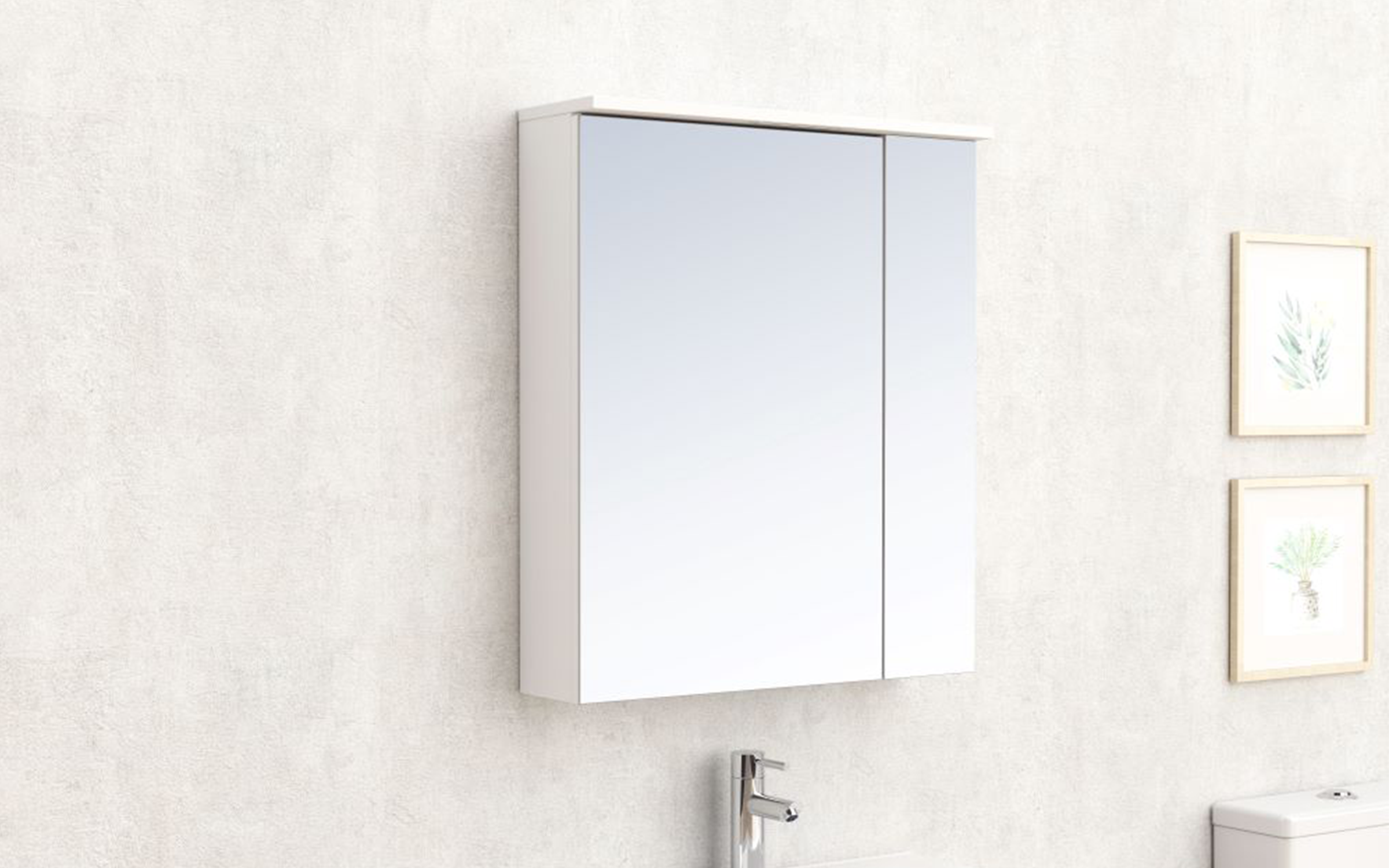 Dulap PVC pentru baie cu oglinda ICMC6017-70 PVC dulap cu oglinda pentru baie, alb  1