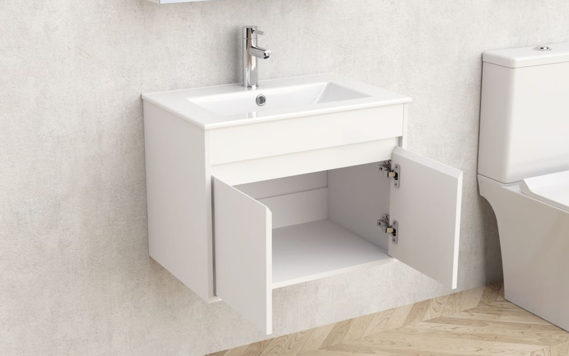 Dulap PVC pentru baie cu chiuveta  ICP6038-045 Dulap PVC pentru baie cu chiuveta, alb  2