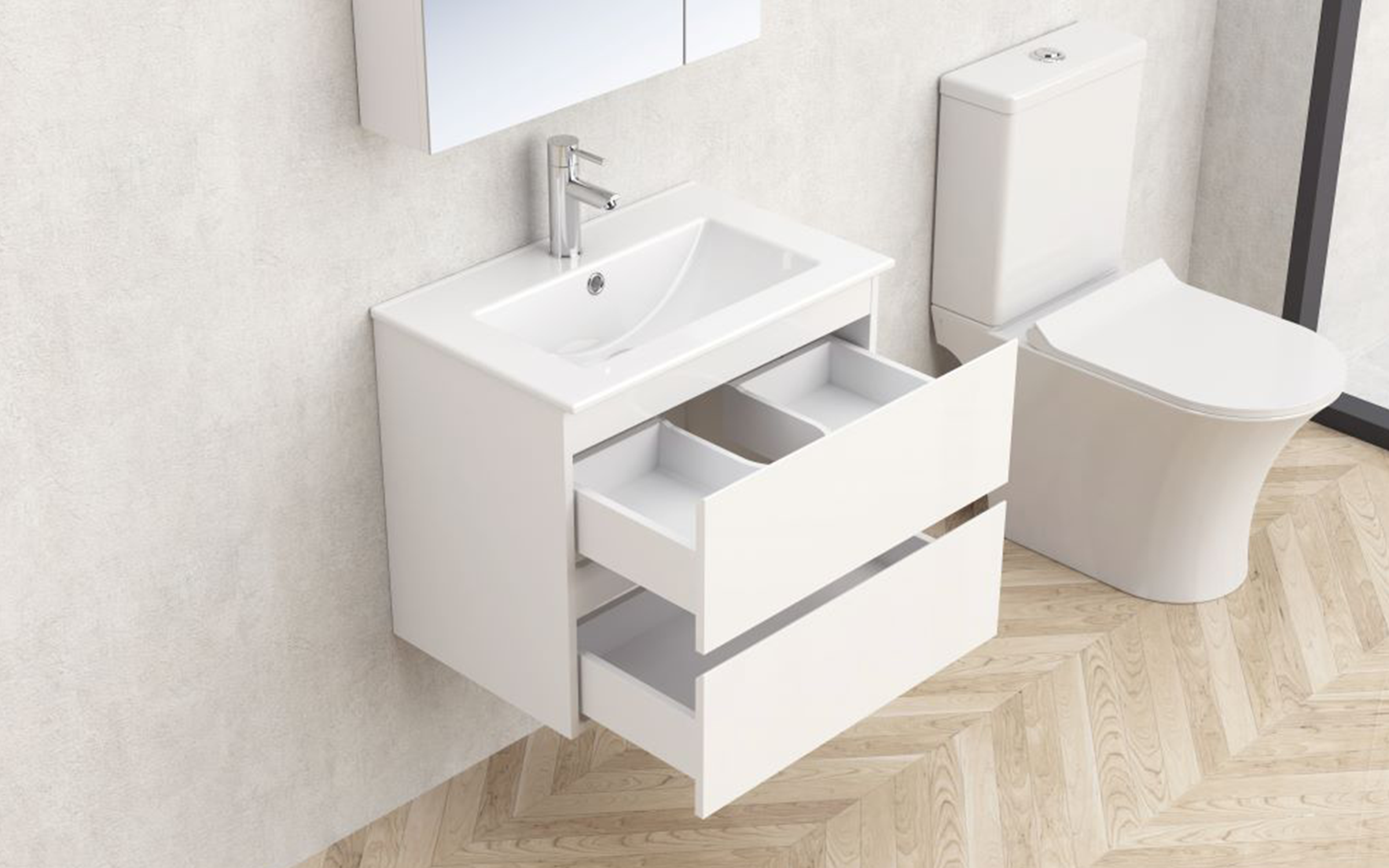 Dulap PVC pentru baie cu chiuveta  ICP6038-50 Dulap PVC pentru baie cu chiuveta, alb  2