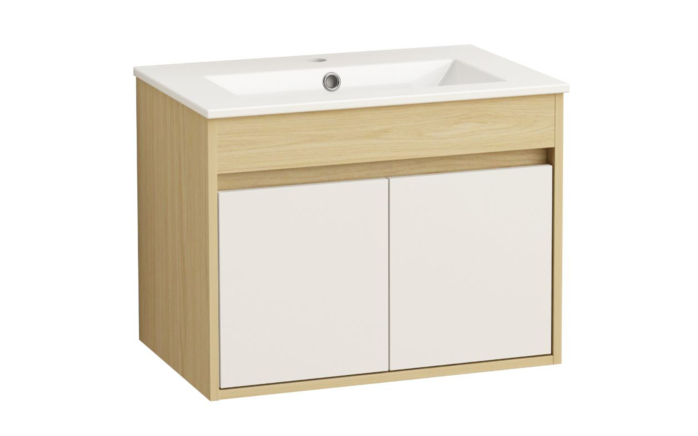 Dulap PVC pentru baie cu chiuveta  ICP6038-045 Dulap PVC pentru baie cu chiuveta, alb + natural  1