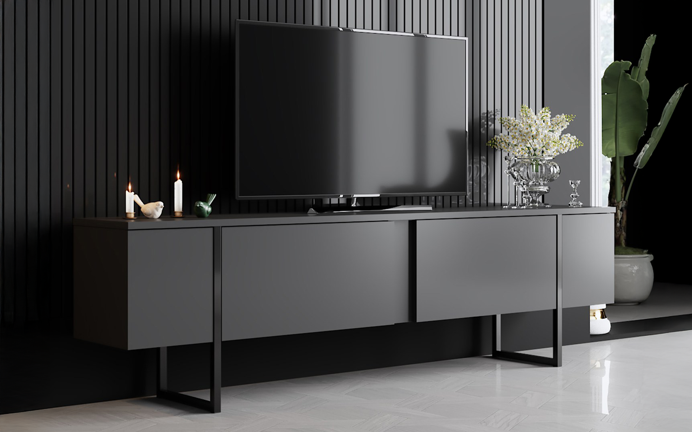 Modul TV Larso, antracit + negru  1