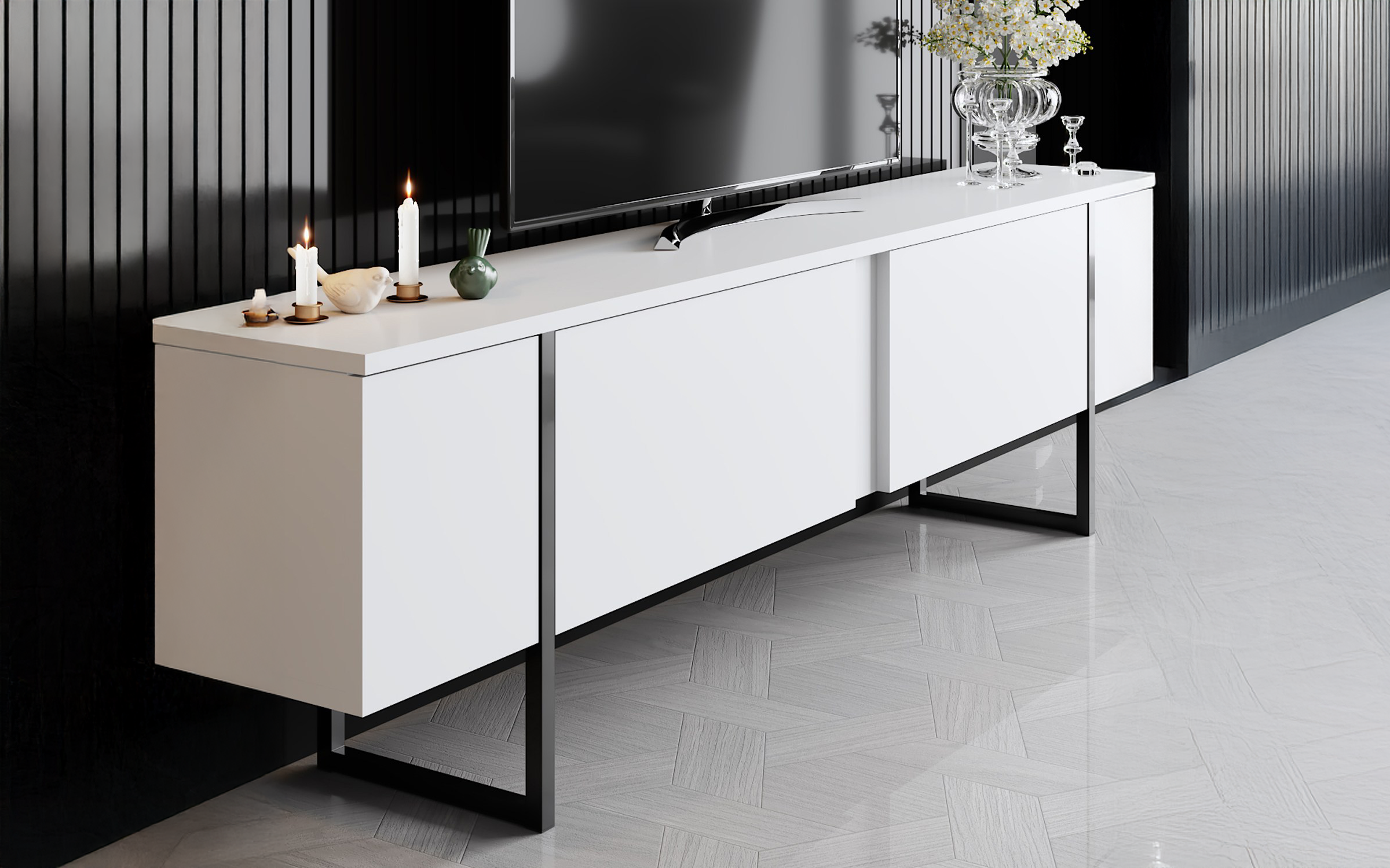 Modul TV Larso, alb + negru  2