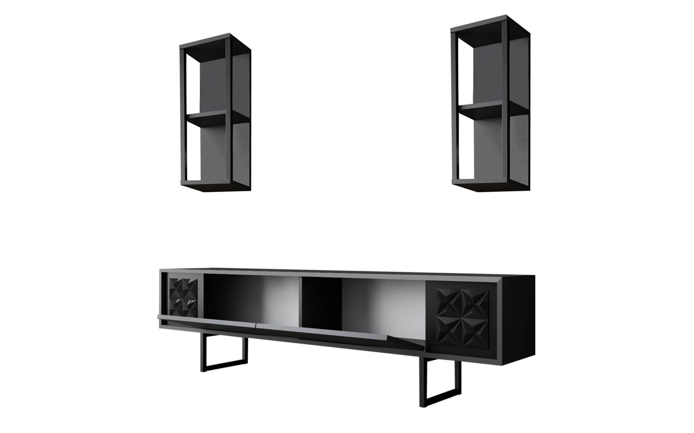 Modul TV + 2 buc. etajera Linus A, antracit + negru  7
