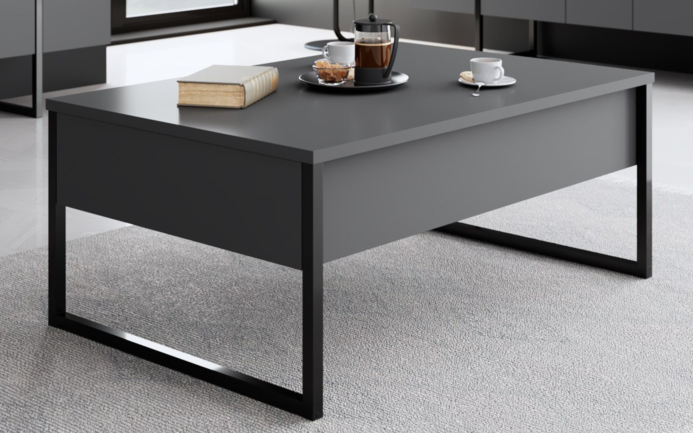 Set living Larso, antracit + negru  4