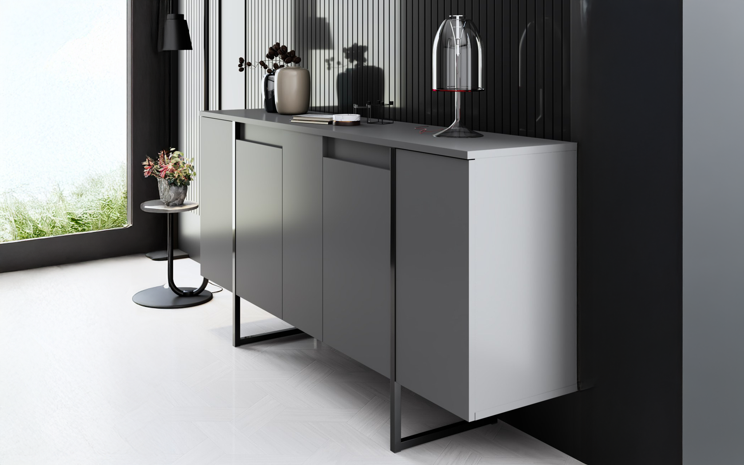 Set living Larso, antracit + negru  7