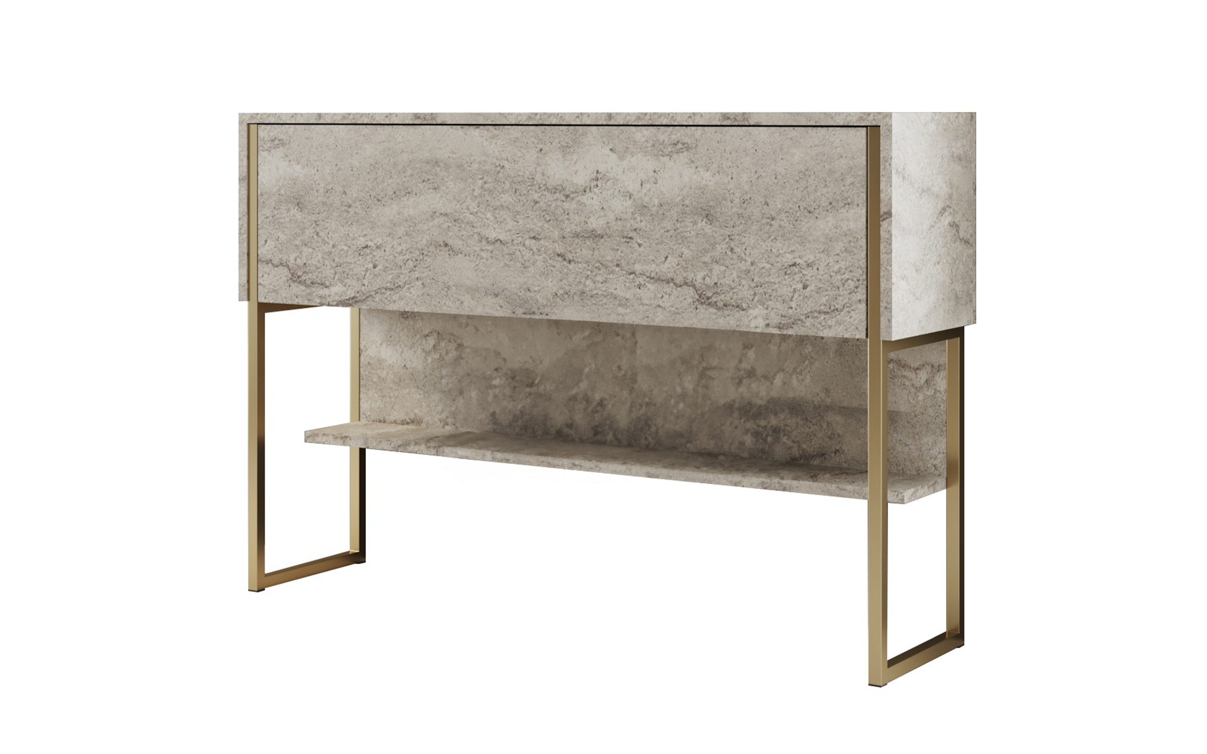 Masa consola Larso, decor travertin + auriu  4