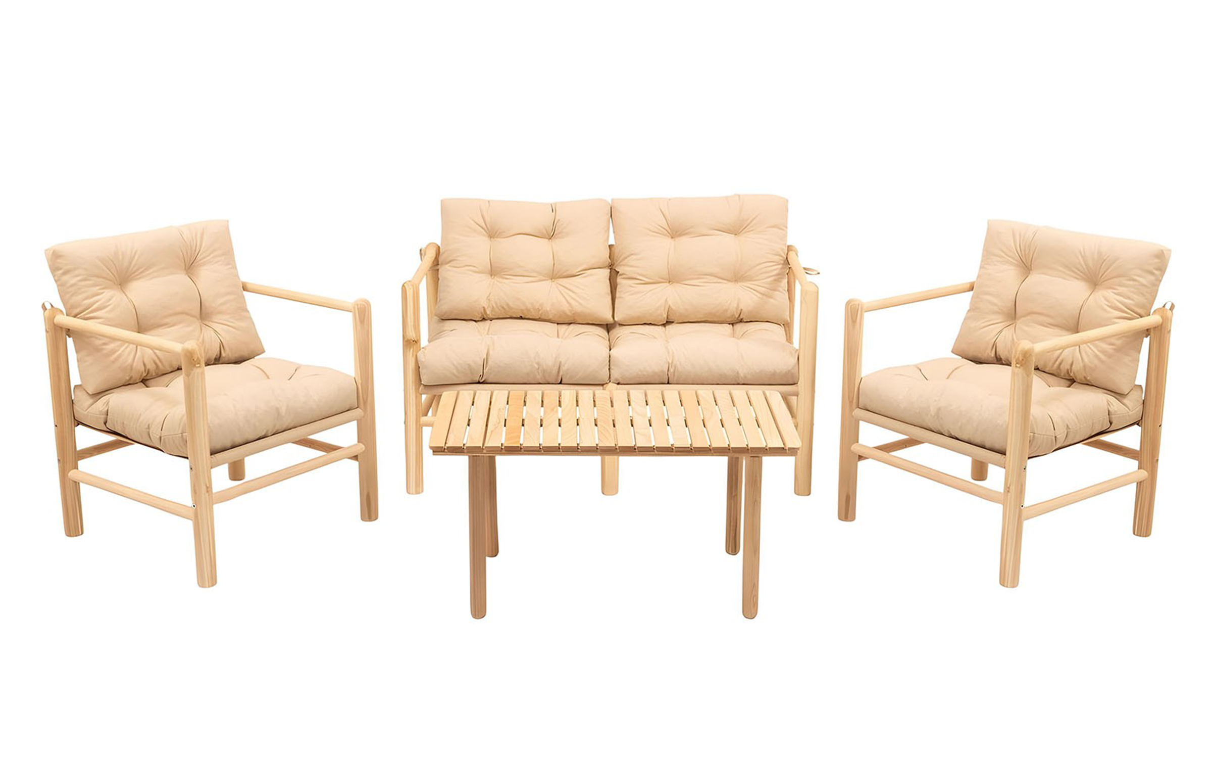 Set masa + scaune + canapea Amador, natural + bej  2