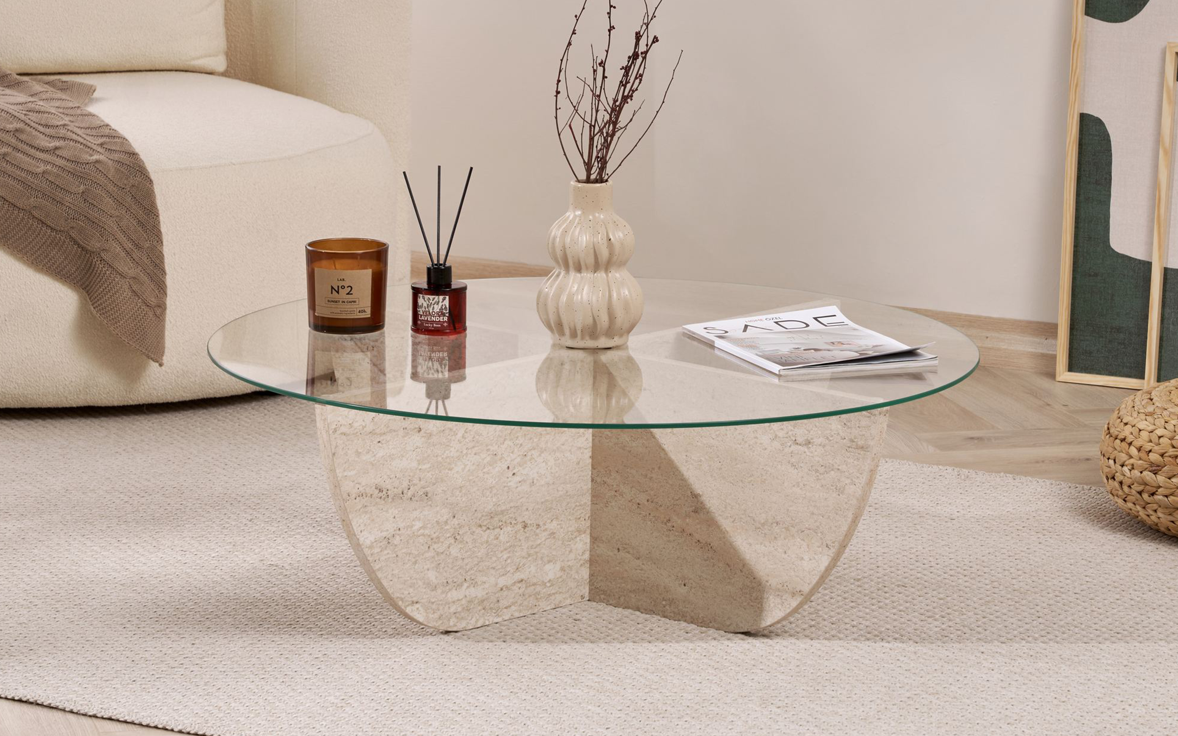 Masuta de cafea Lia, decor travertin  3