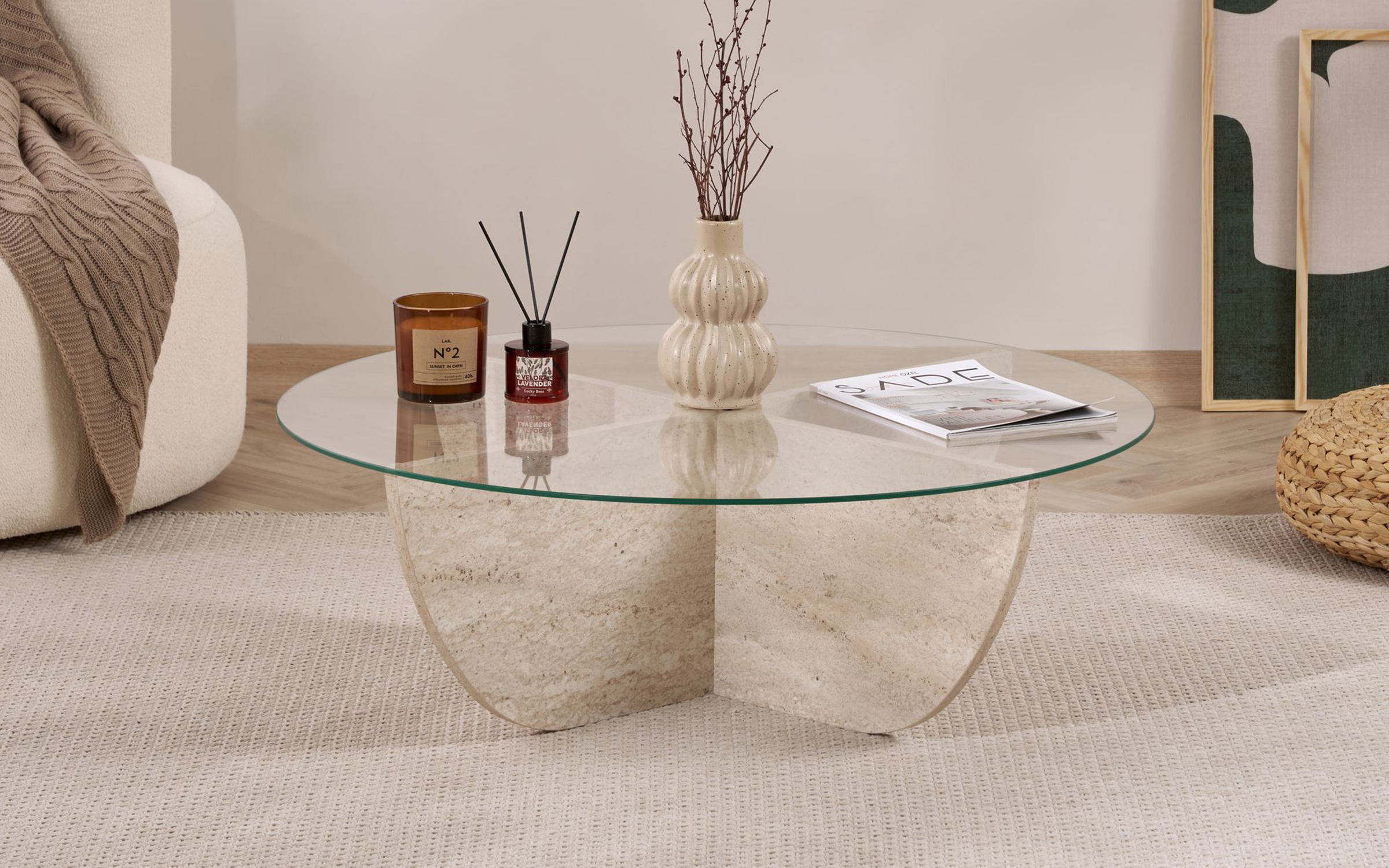 Masuta de cafea Lia, decor travertin  4