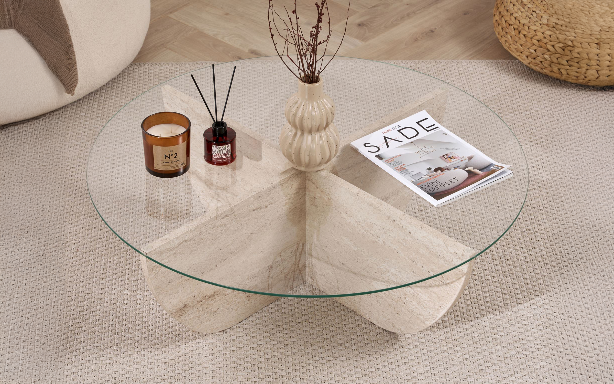 Masuta de cafea Lia, decor travertin  5