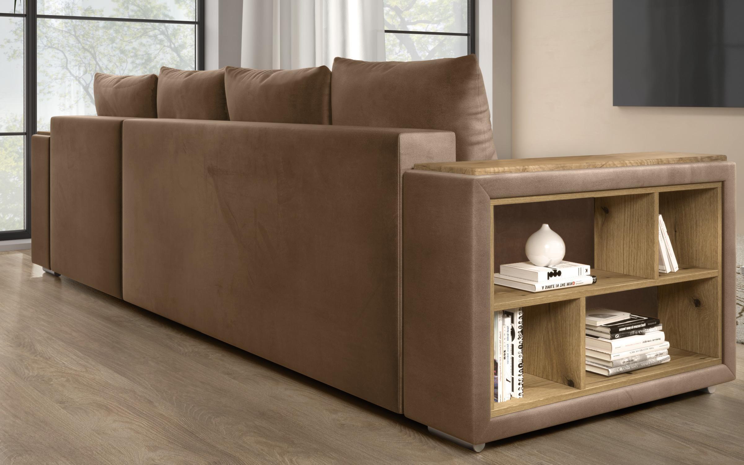 Coltar extensibil cu brat etajera Napoli, maro deschis  8