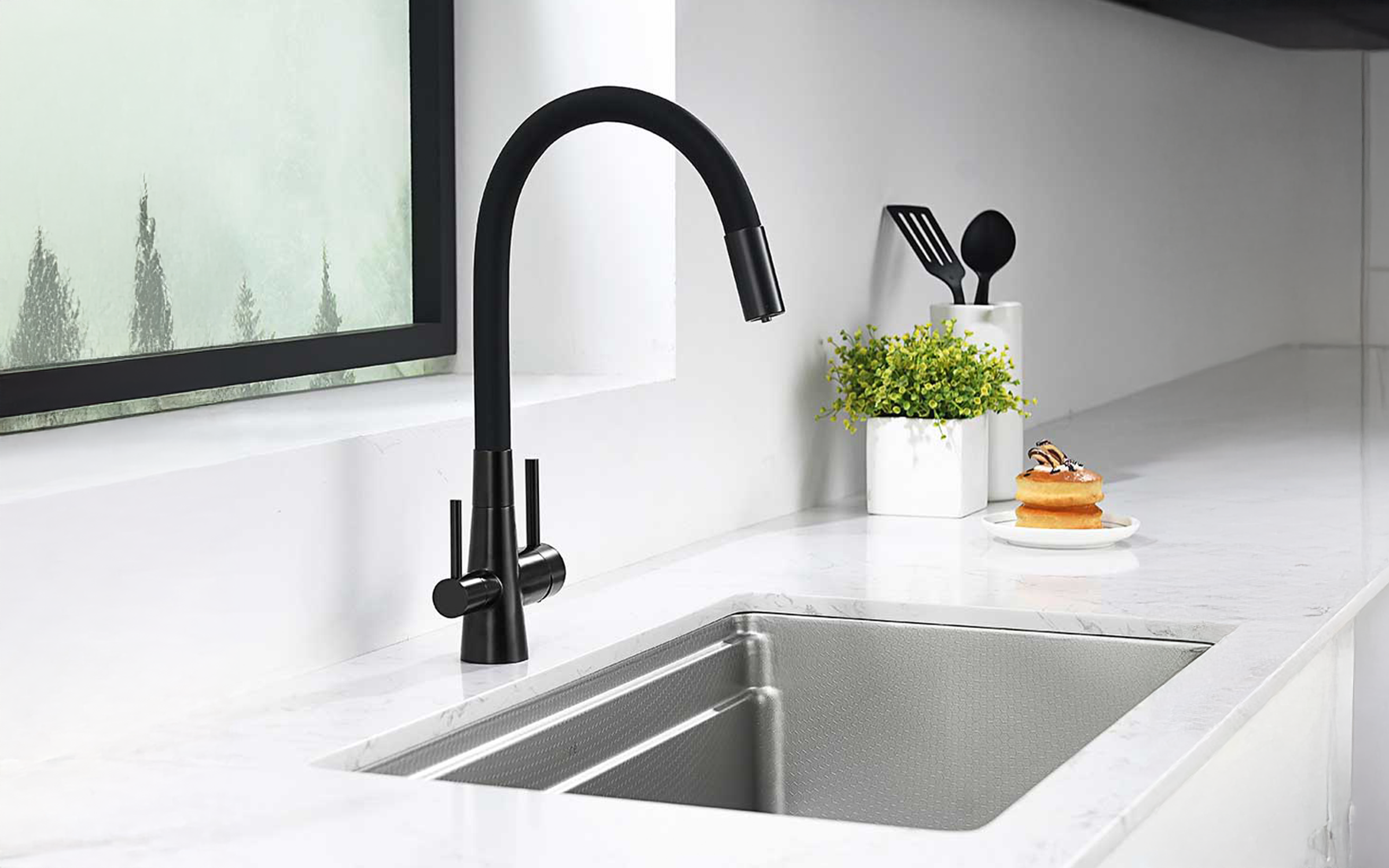 Robinet de bucatarie pentru apa potabila ICF7107801B, negru mat  2