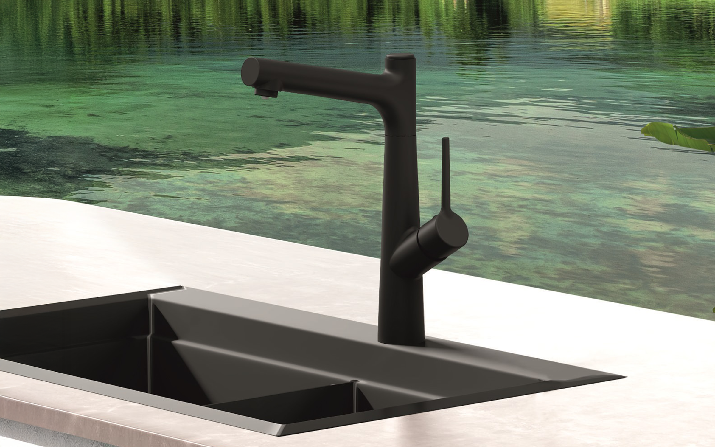 Robinet de bucatarie pentru apa potabila ICF7163445B, negru mat  2