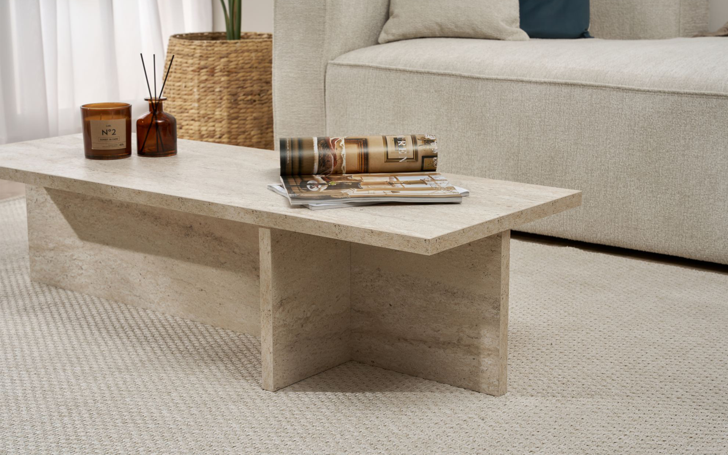 Masuta de cafea Elara, decor travertin  5