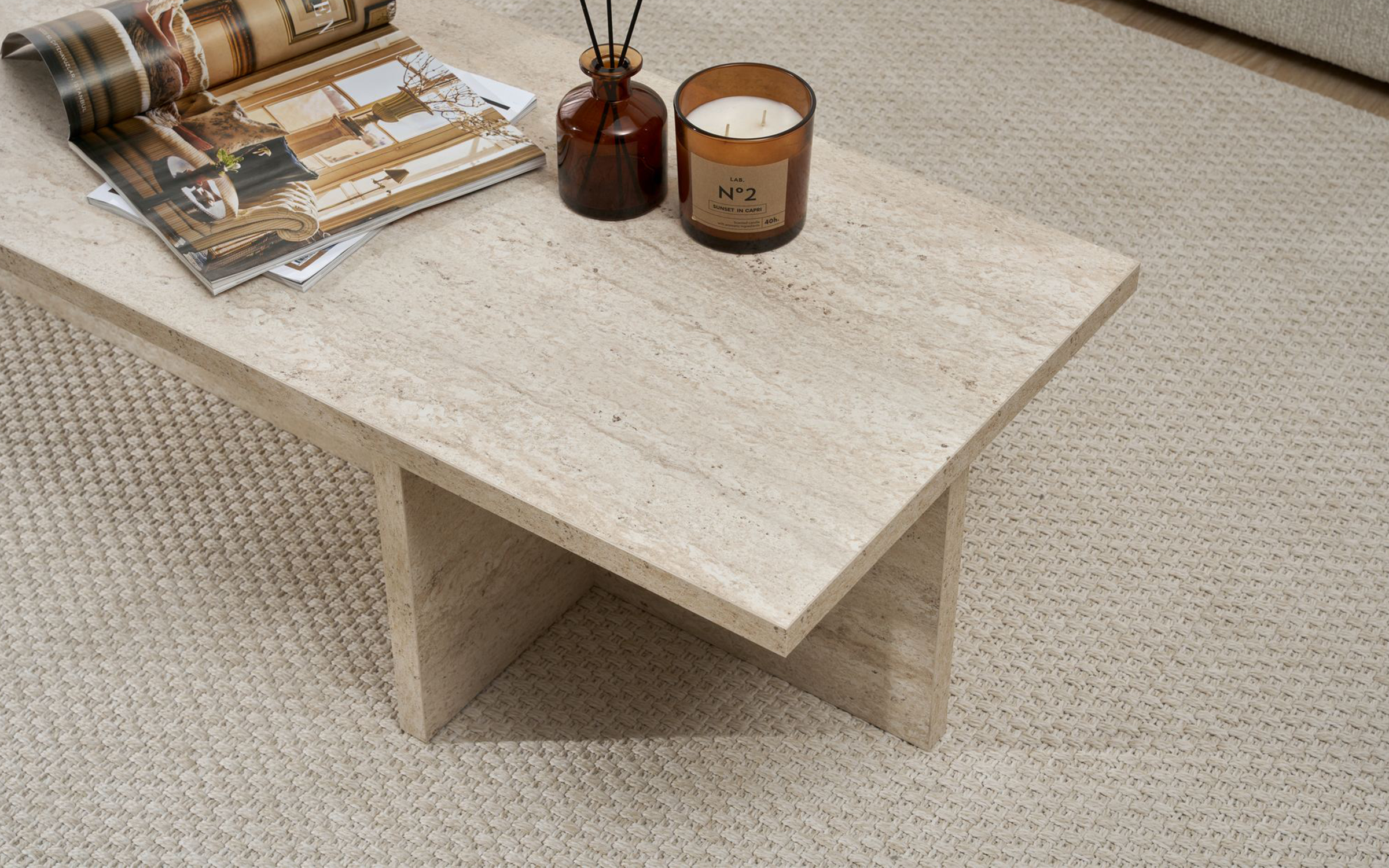 Masuta de cafea Elara, decor travertin  6