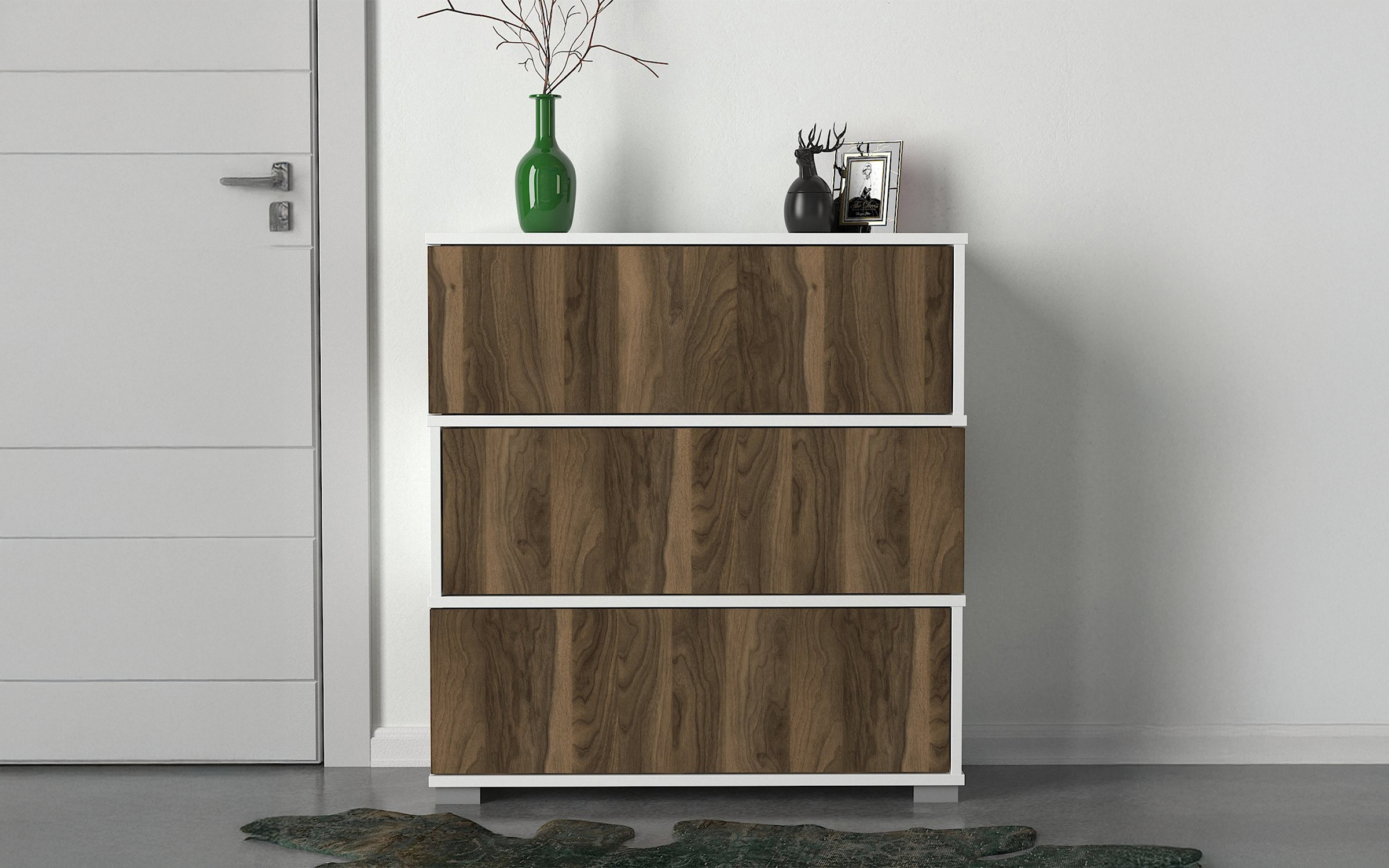 Pantofar Optimus, alb + nuc  2