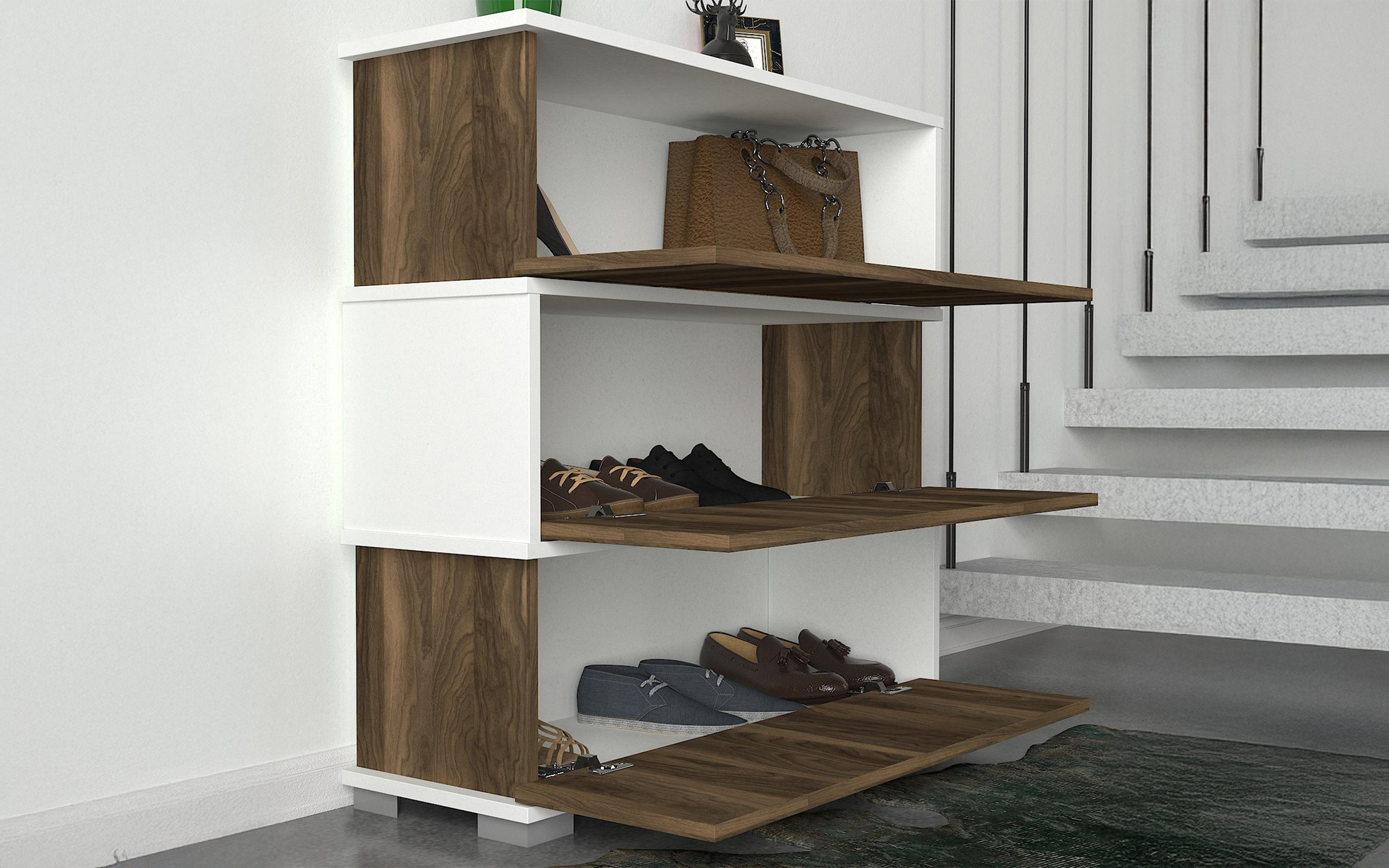 Pantofar Optimus, alb + nuc  3