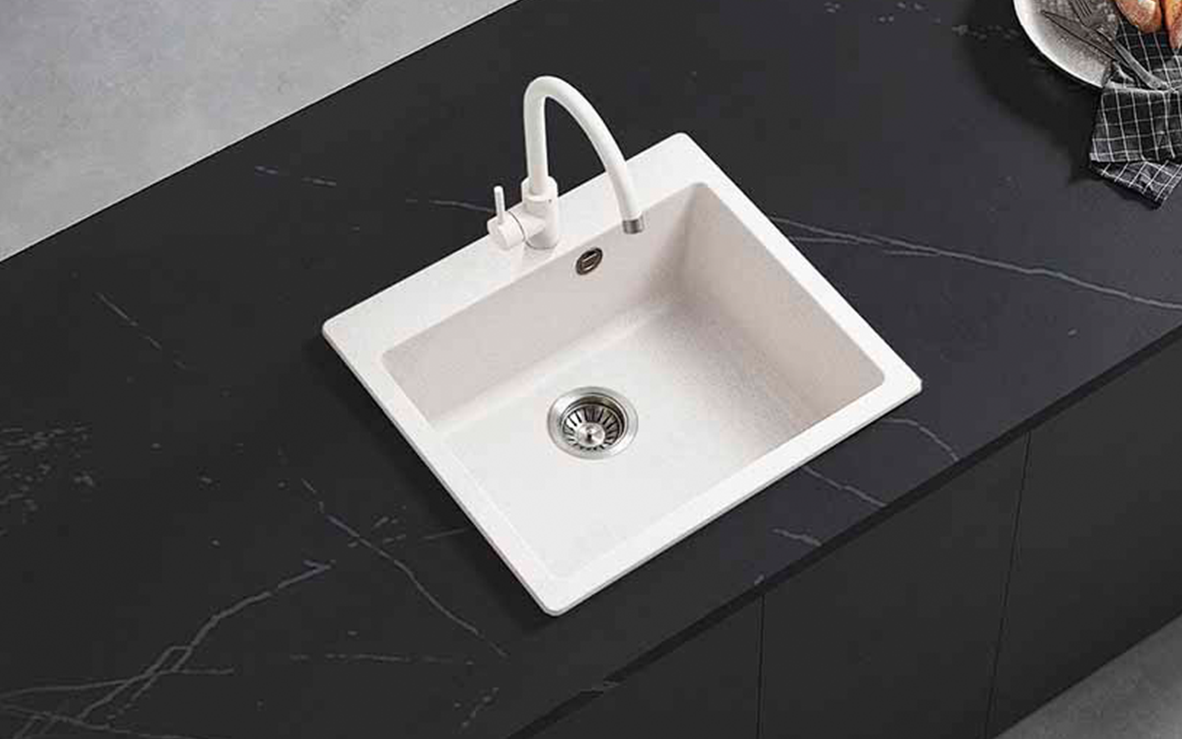 8304 Chiuveta din granit, alb  2