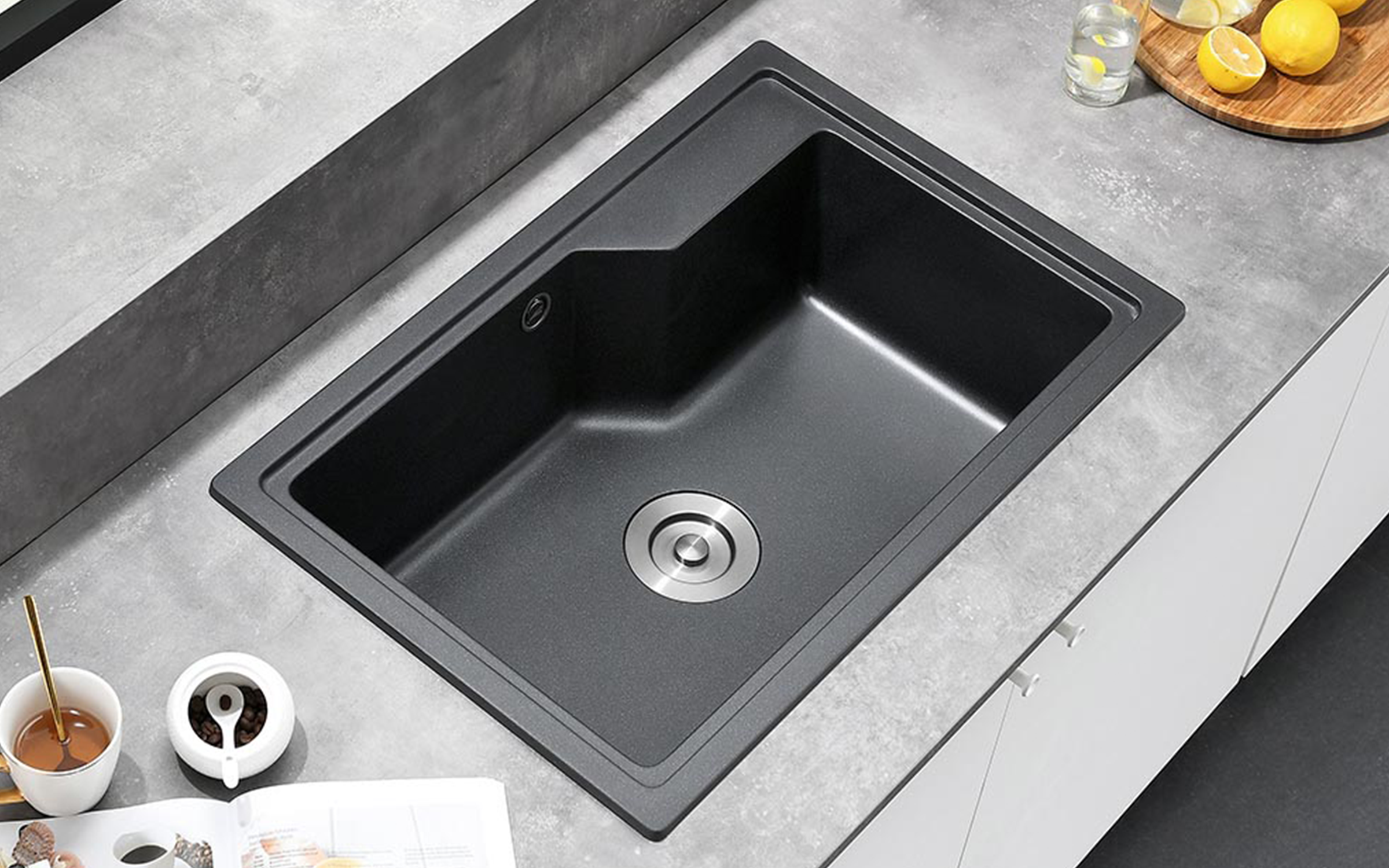 ICGS 8315 Chiuveta din granit, negru mat  2