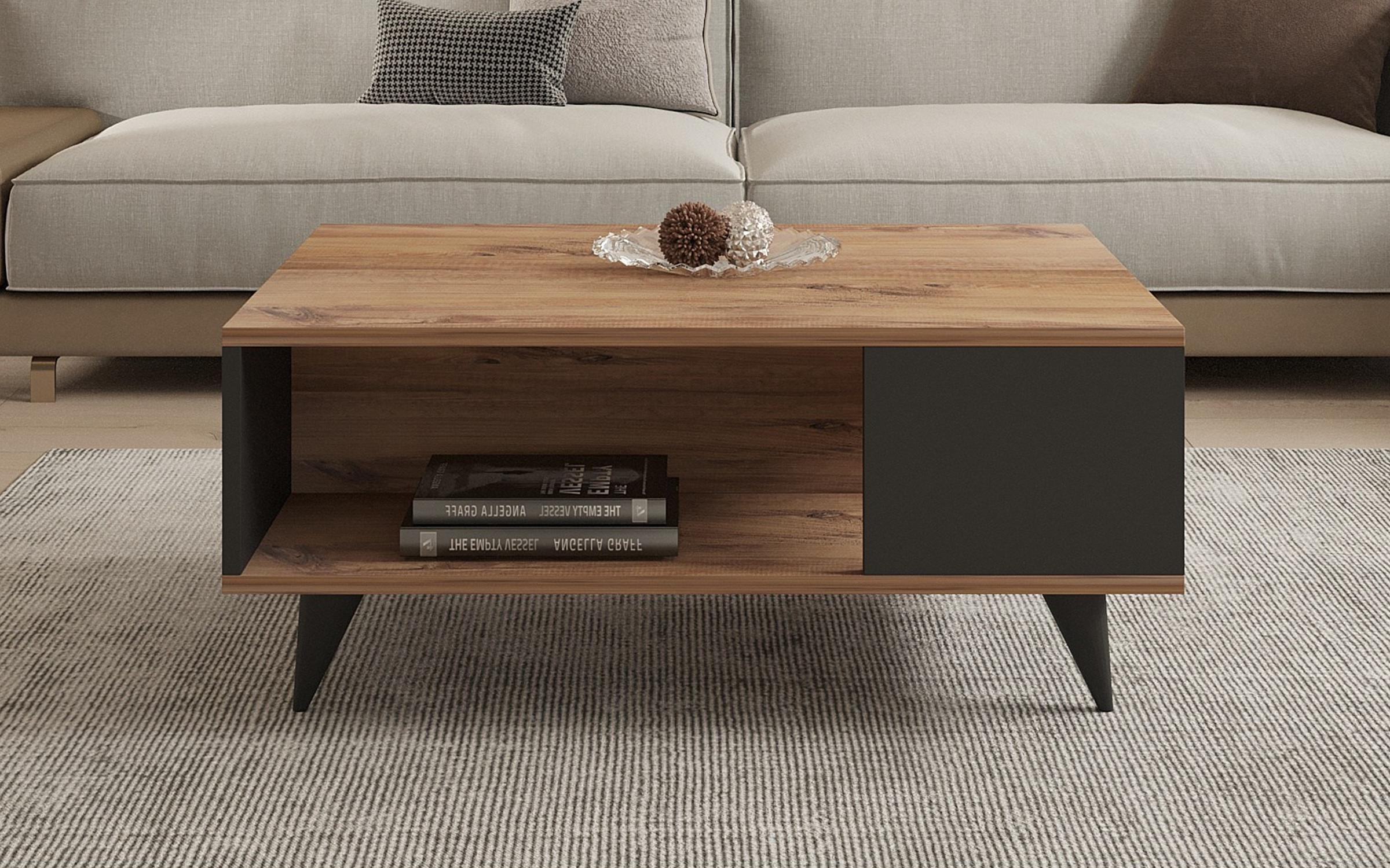 Masuta de cafea Newcastle, nuc + negru  2