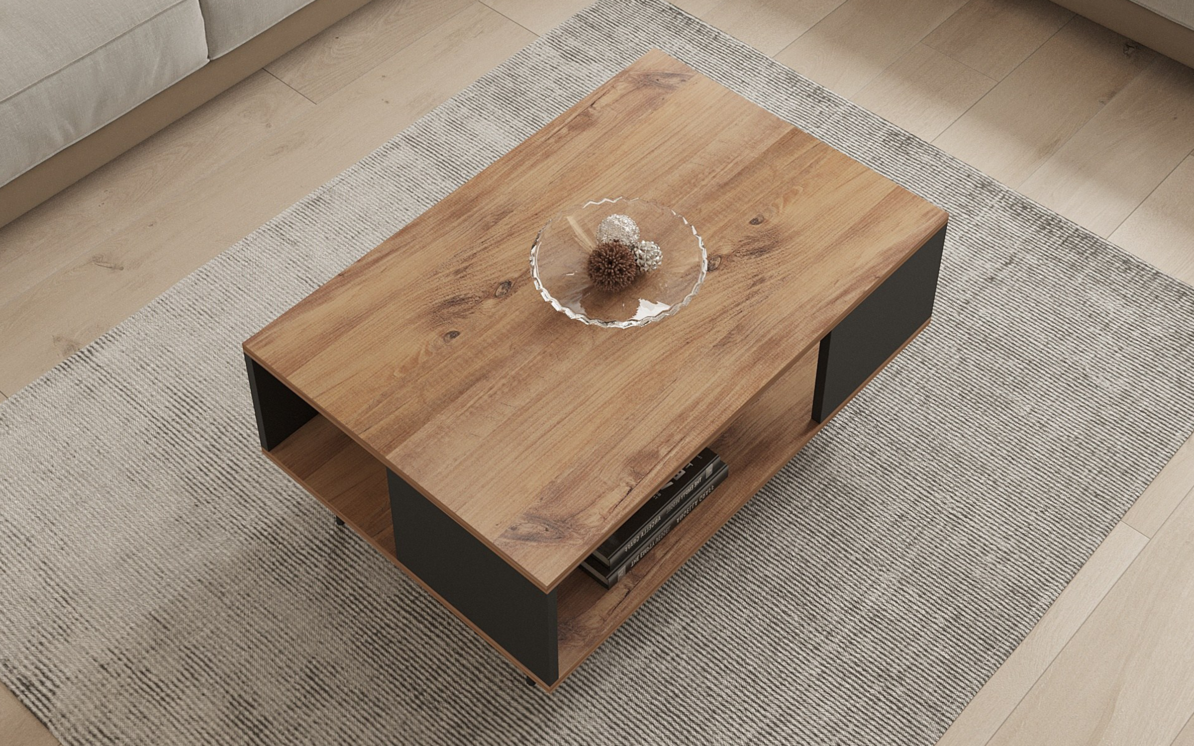 Masuta de cafea Newcastle, nuc + negru  3