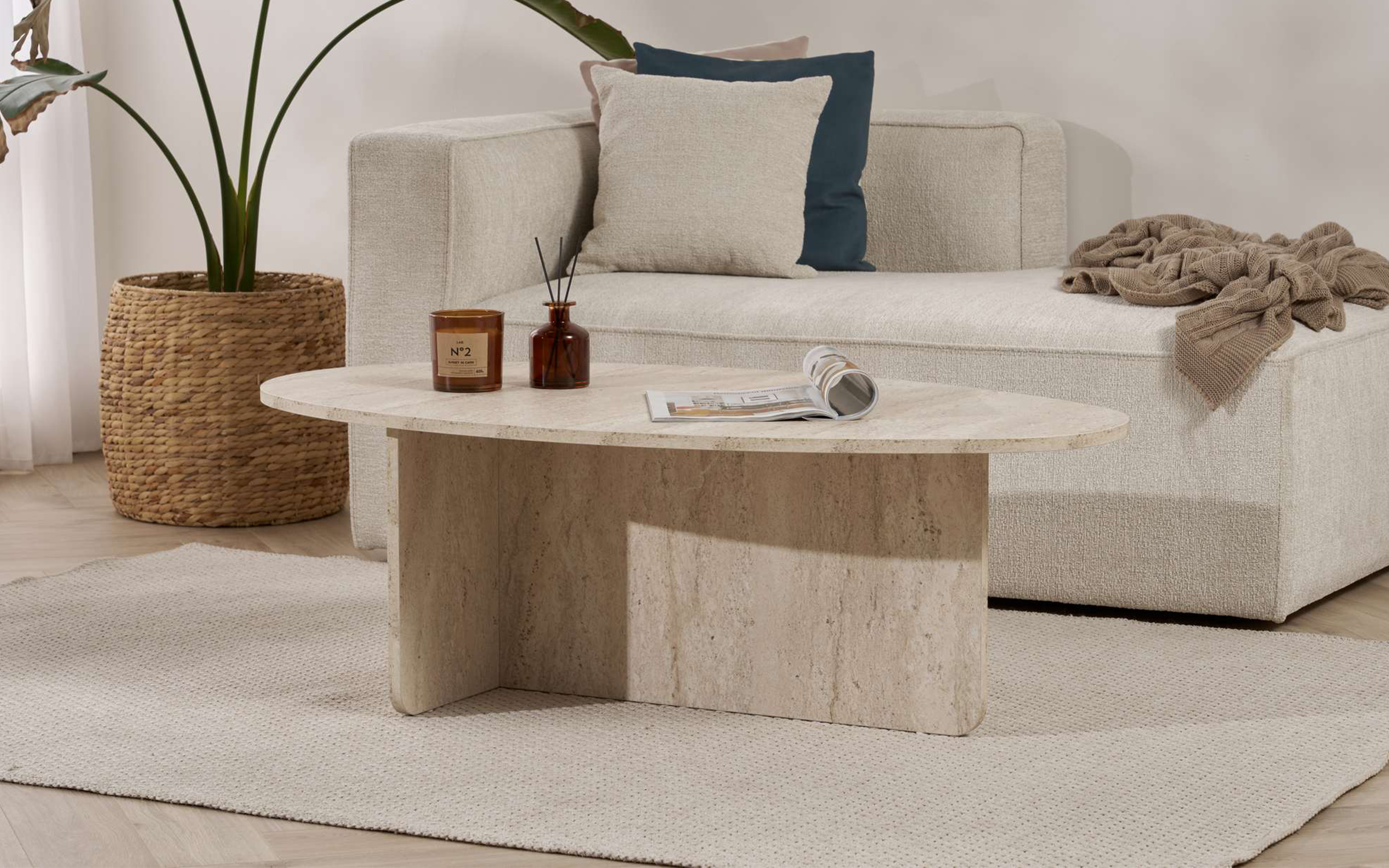 Masuta de cafea Orba, decor travertin  3