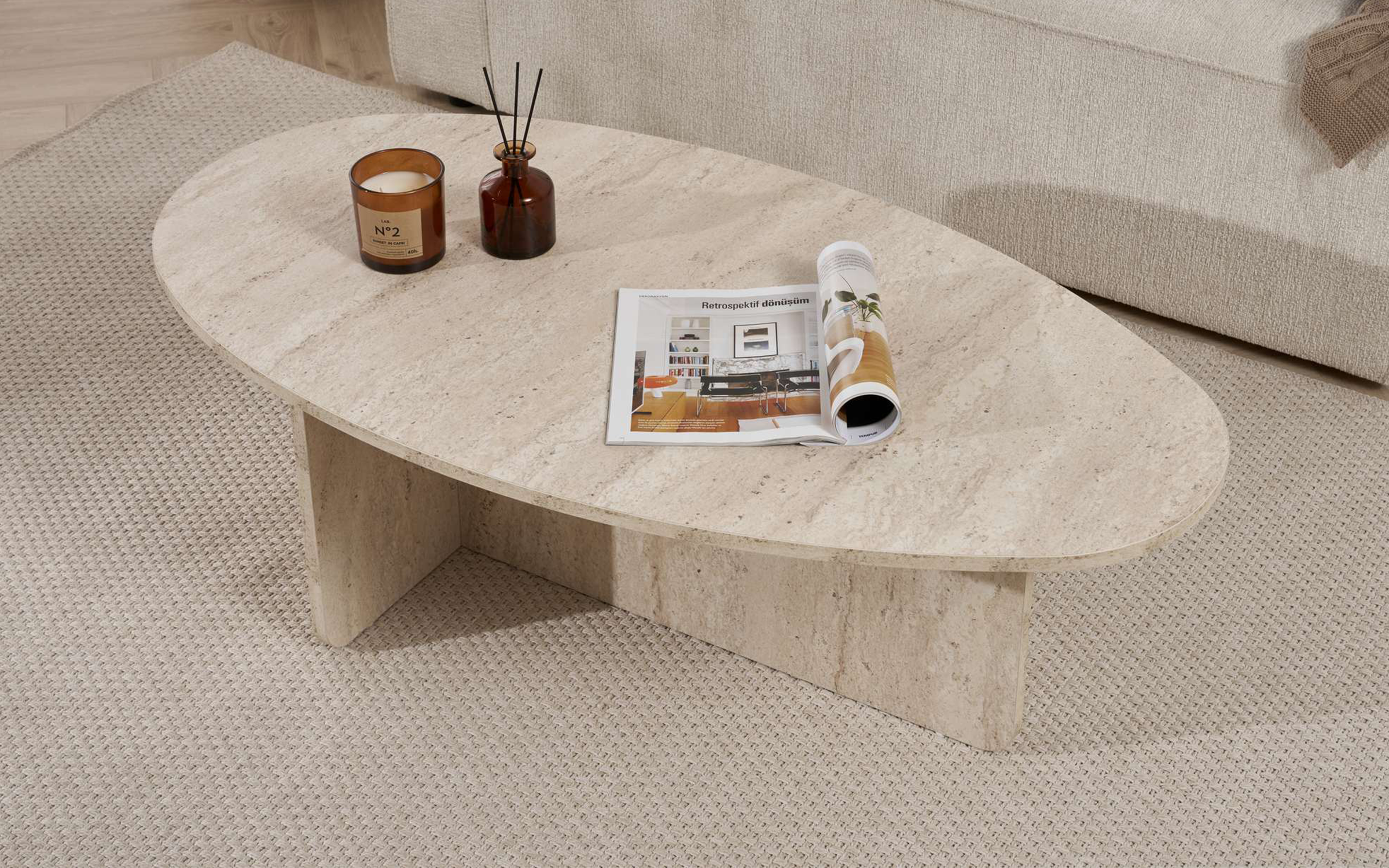 Masuta de cafea Orba, decor travertin  4