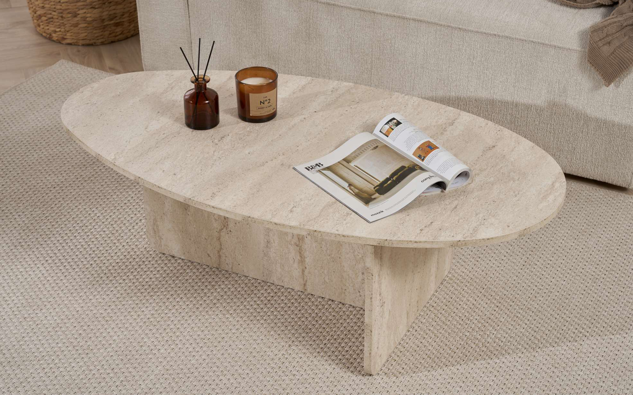 Masuta de cafea Orba, decor travertin  5