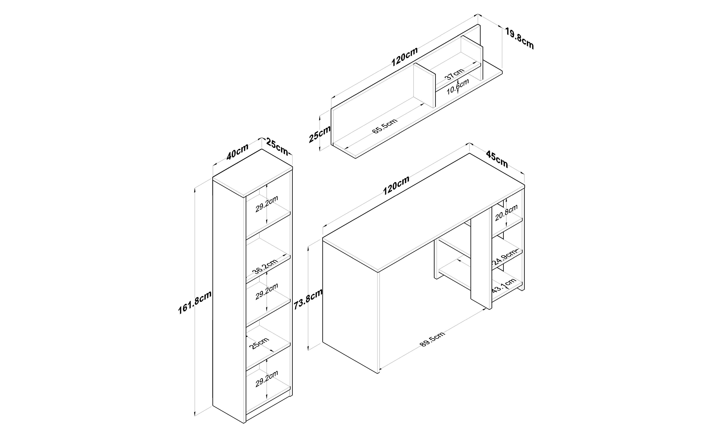 Письменный стол + стеллаж Гарри, орех + антрацит  2