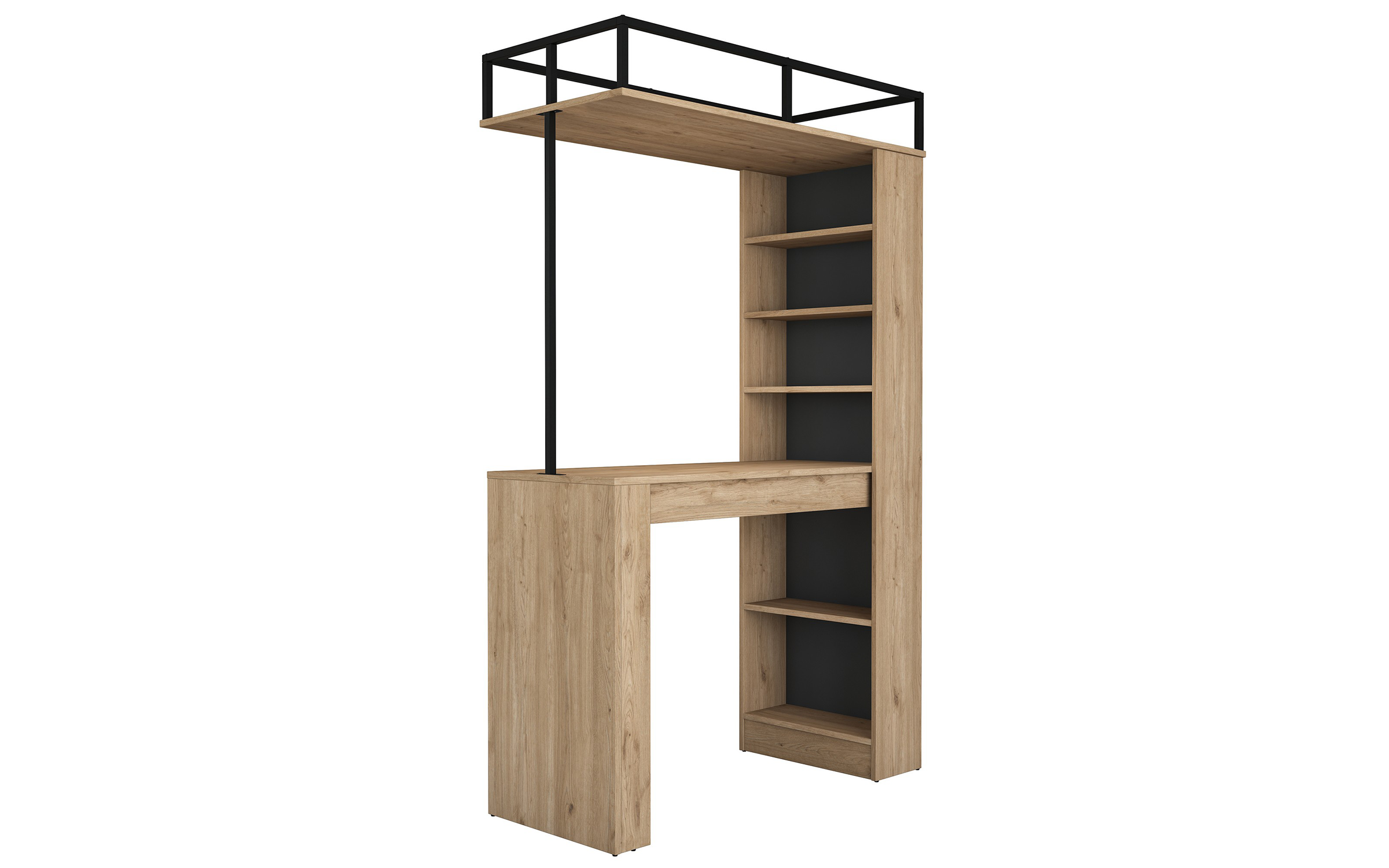 Masa de bar + etajera Faro, nuc + negru  6