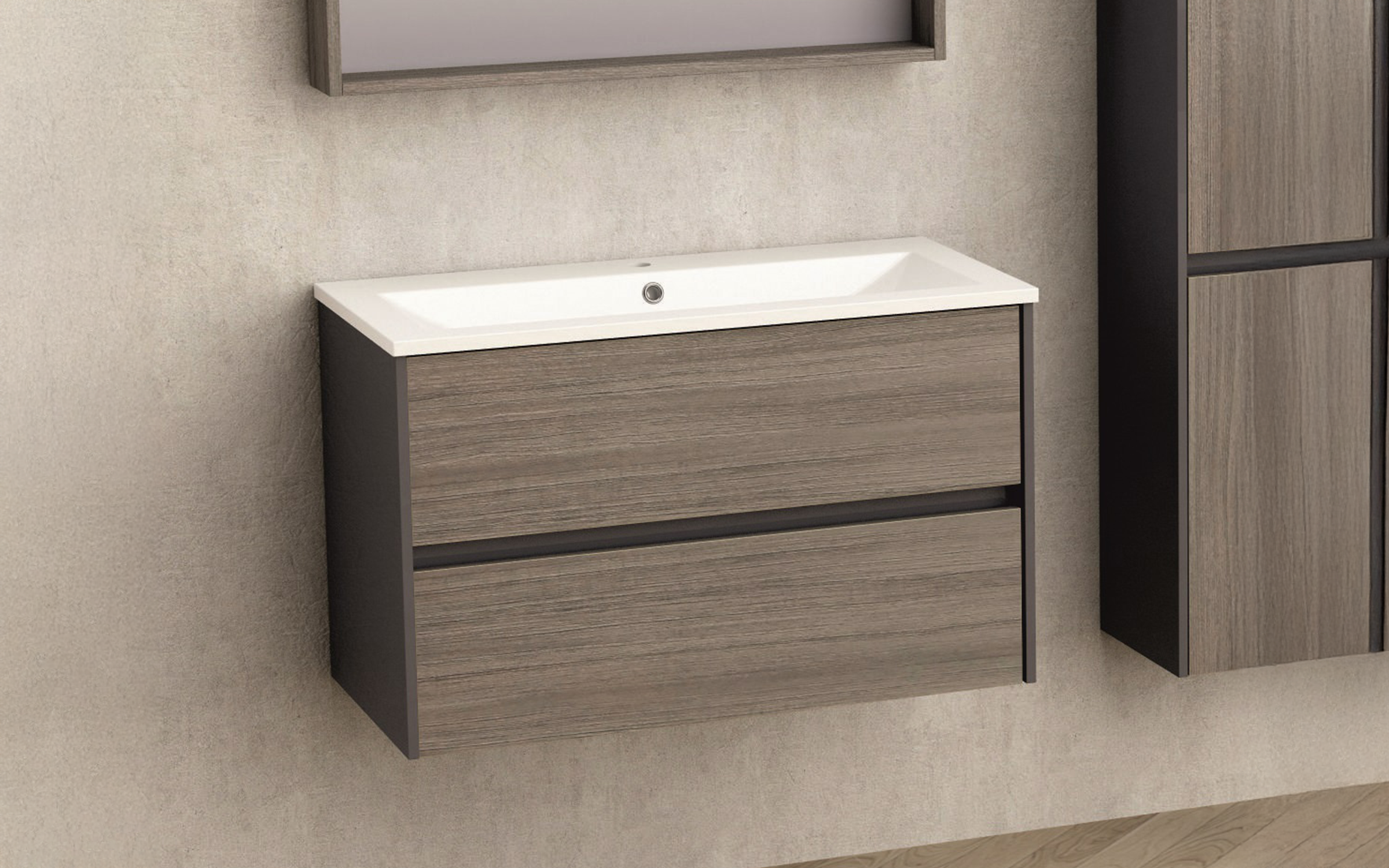 Dulap PVC pentru baie cu chiuveta ICP8955 Dulap PVC pentru baie cu chiuveta, maro inchis  1