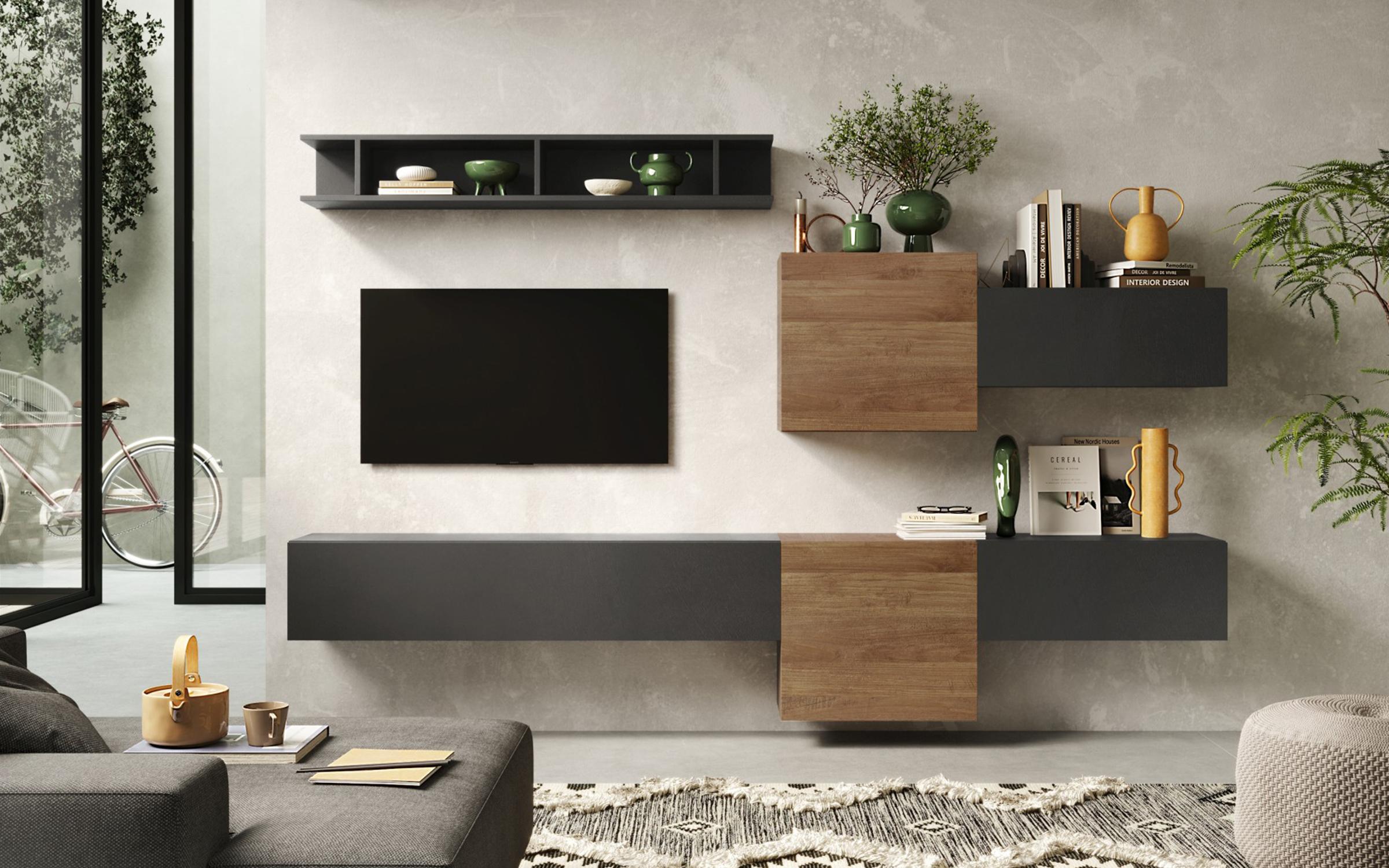 Biblioteca „Elera” - design italian, lava + stejar Mercure  1