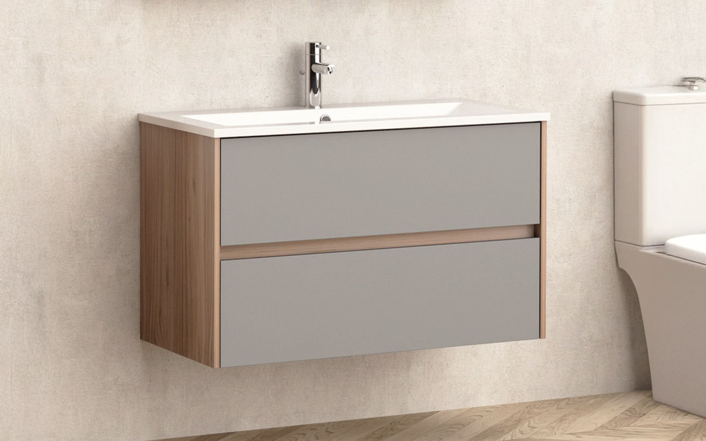 PVC dulap cu chiveta pentru baie ICP9055MG Dulap PVC pentru baie cu chiuveta, gri  1