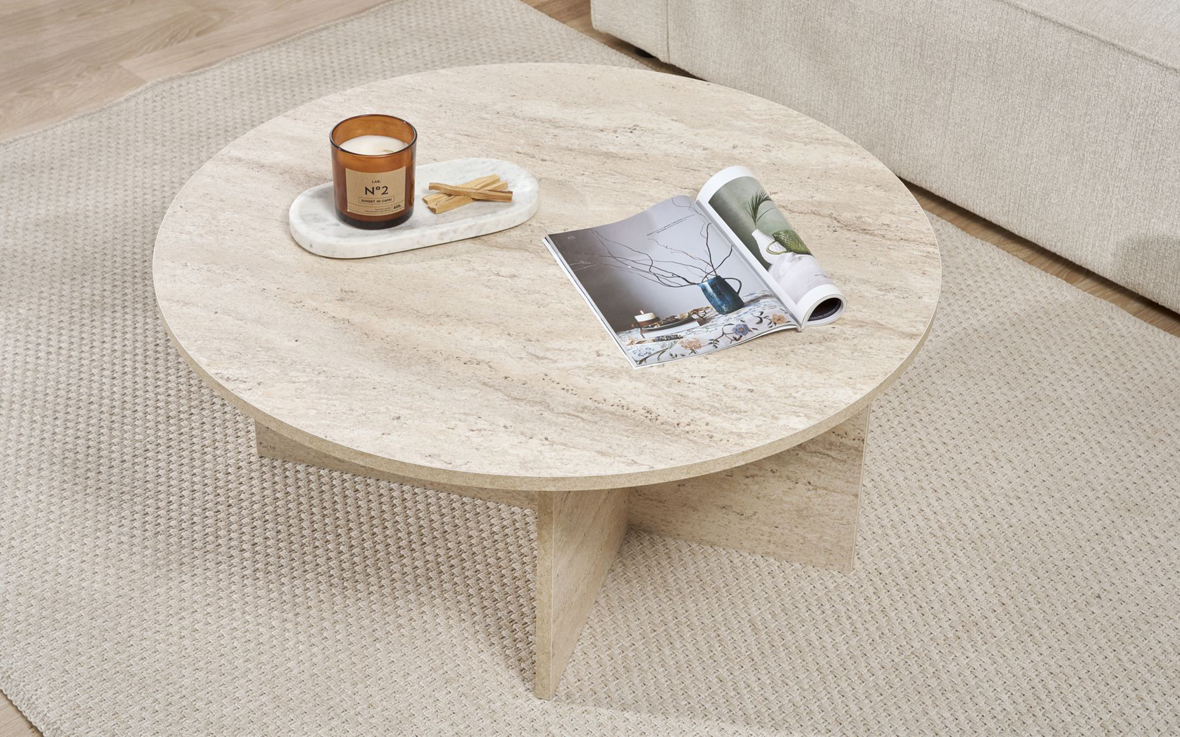 Masuta de cafea Soles, decor travertin  4