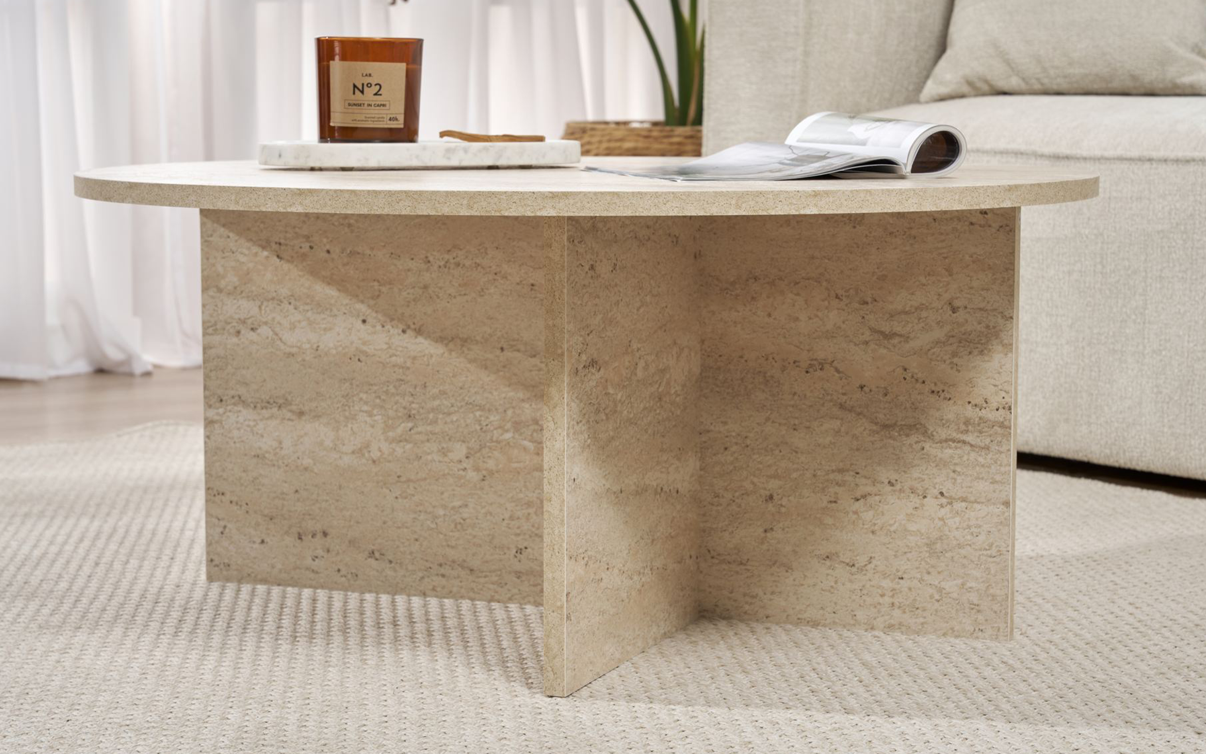 Masuta de cafea Soles, decor travertin  5