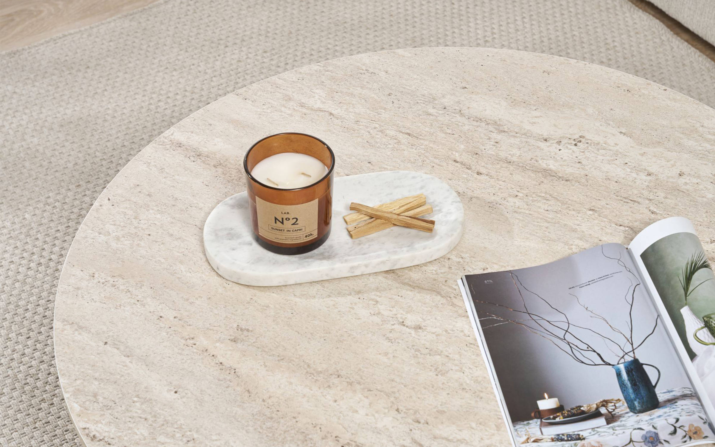 Masuta de cafea Soles, decor travertin  6