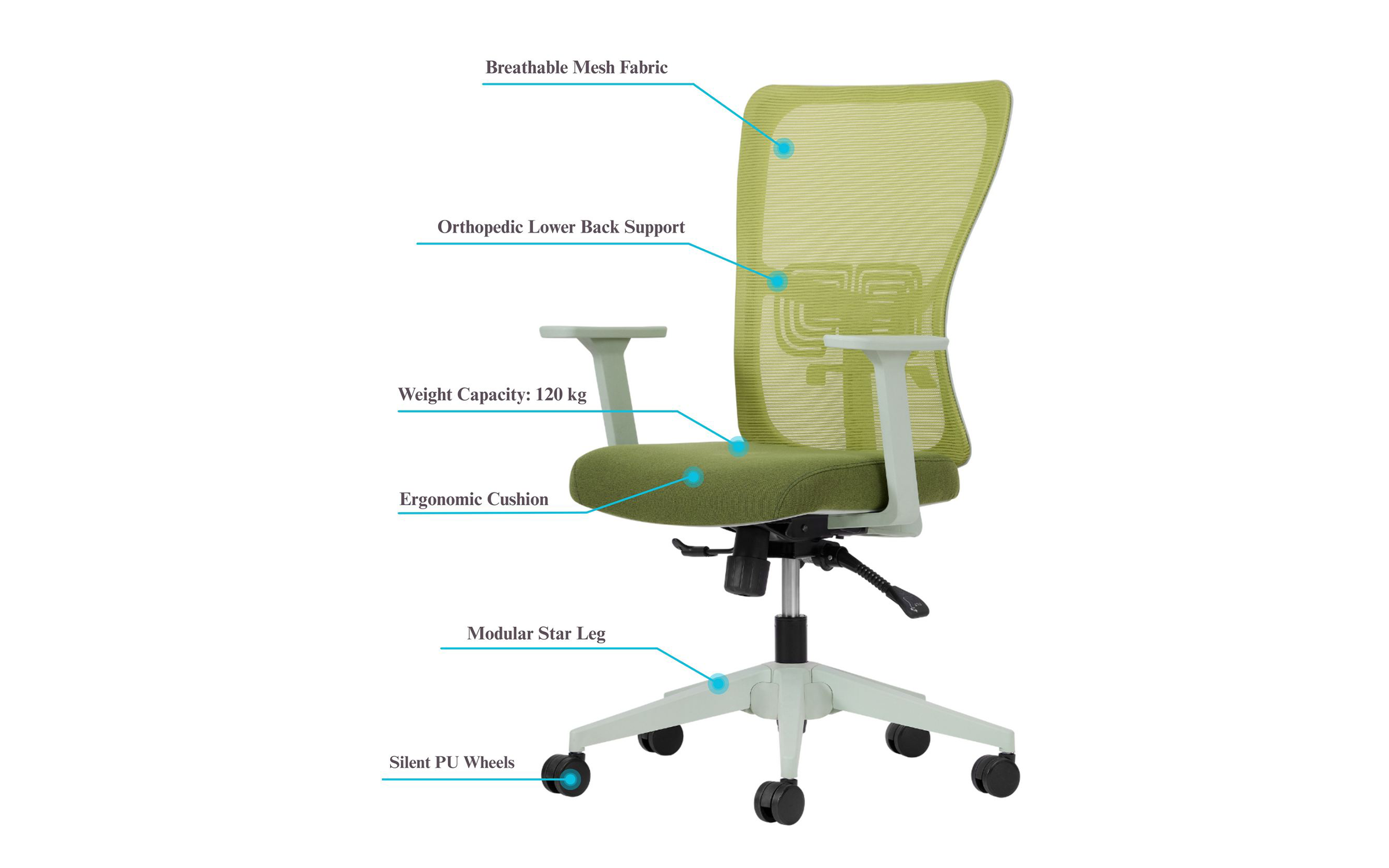 Scaun de birou Cosmo, verde  7