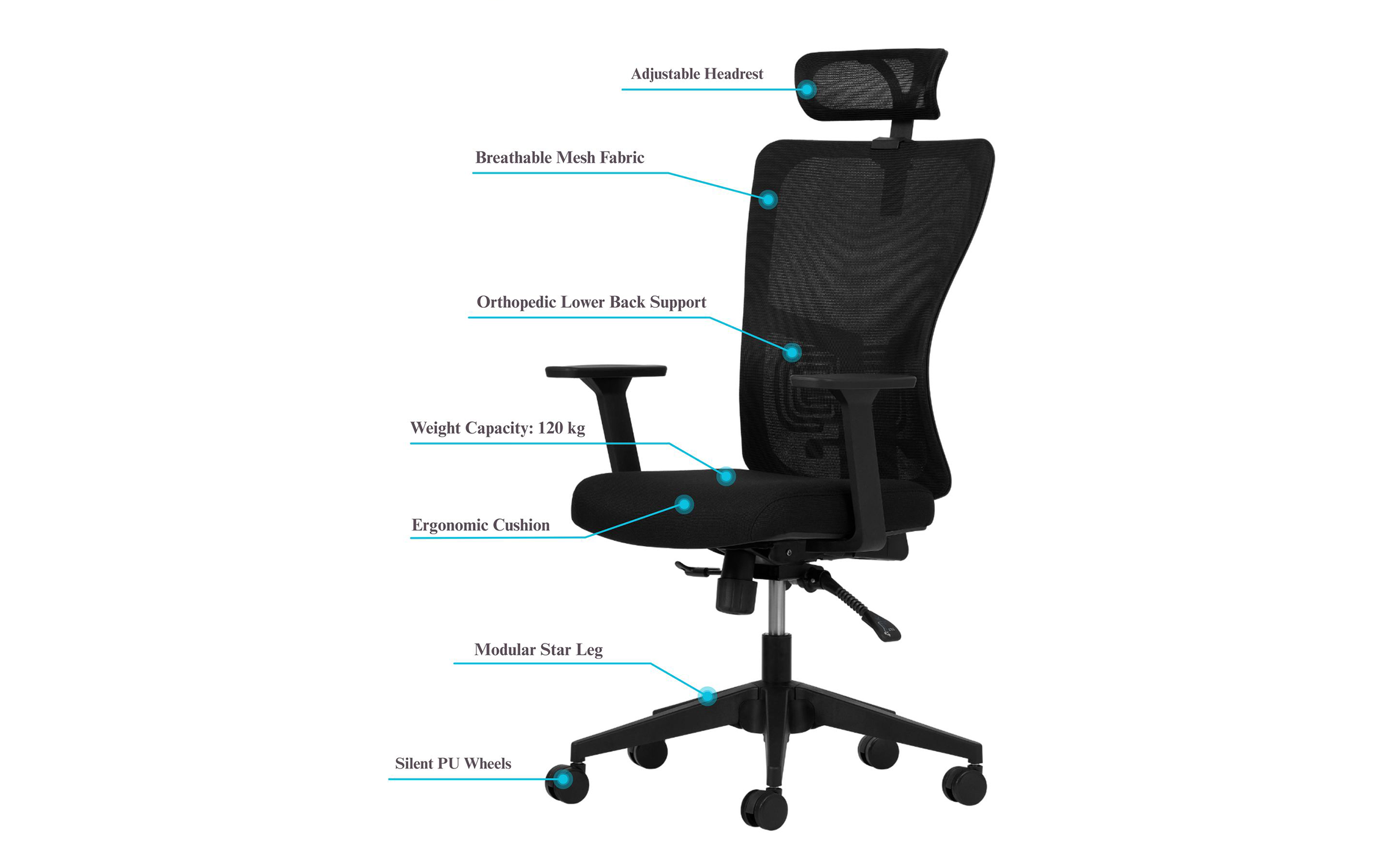 Scaun de birou Stelo, negru  7