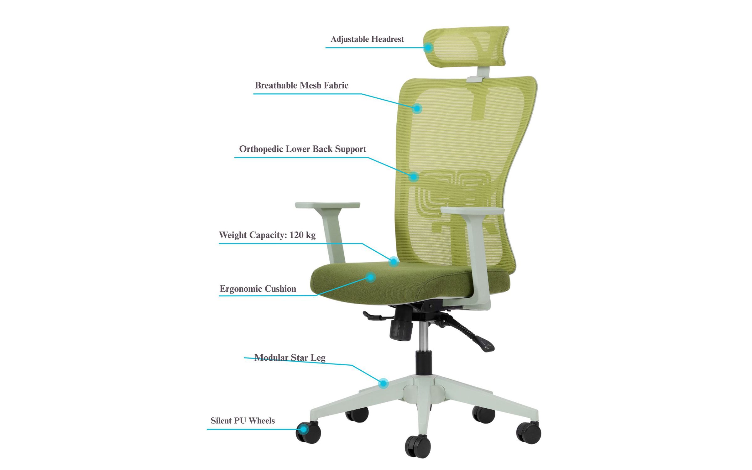 Scaun de birou Stelo, verde  7