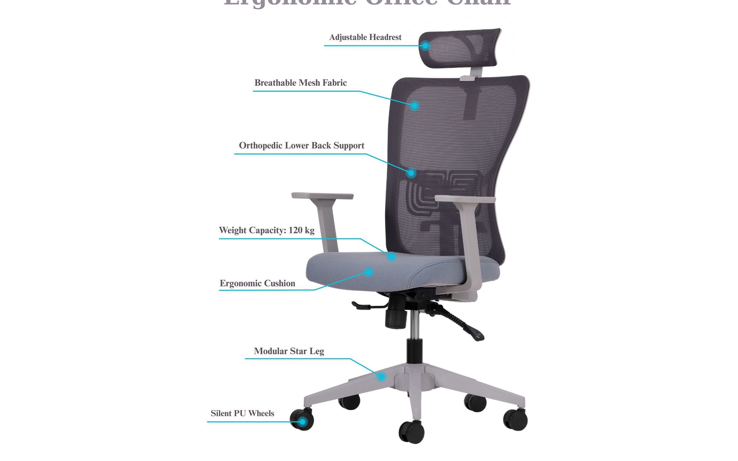 Scaun de birou Stelo, gri  8