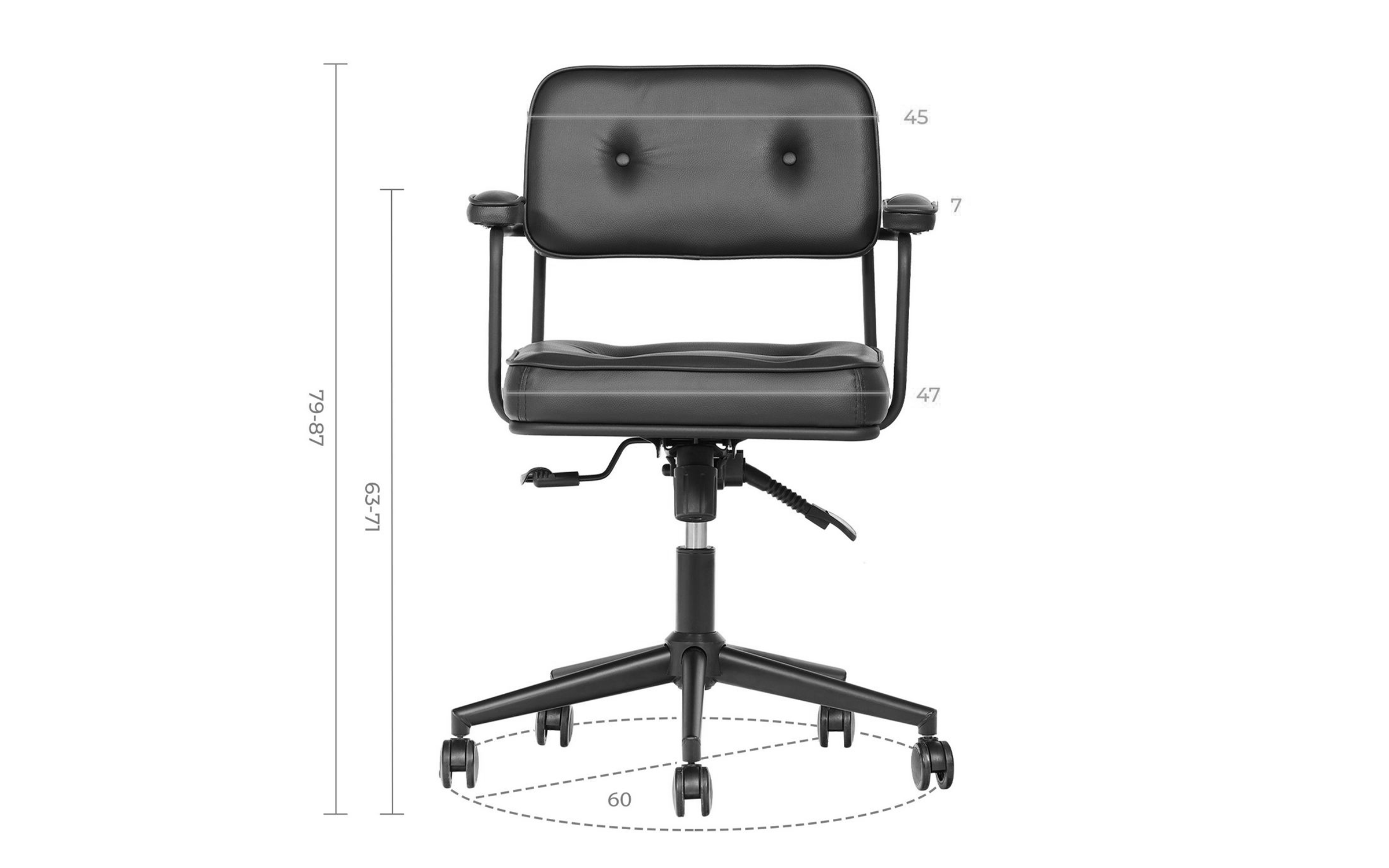 Scaun de birou Areti, negru  2