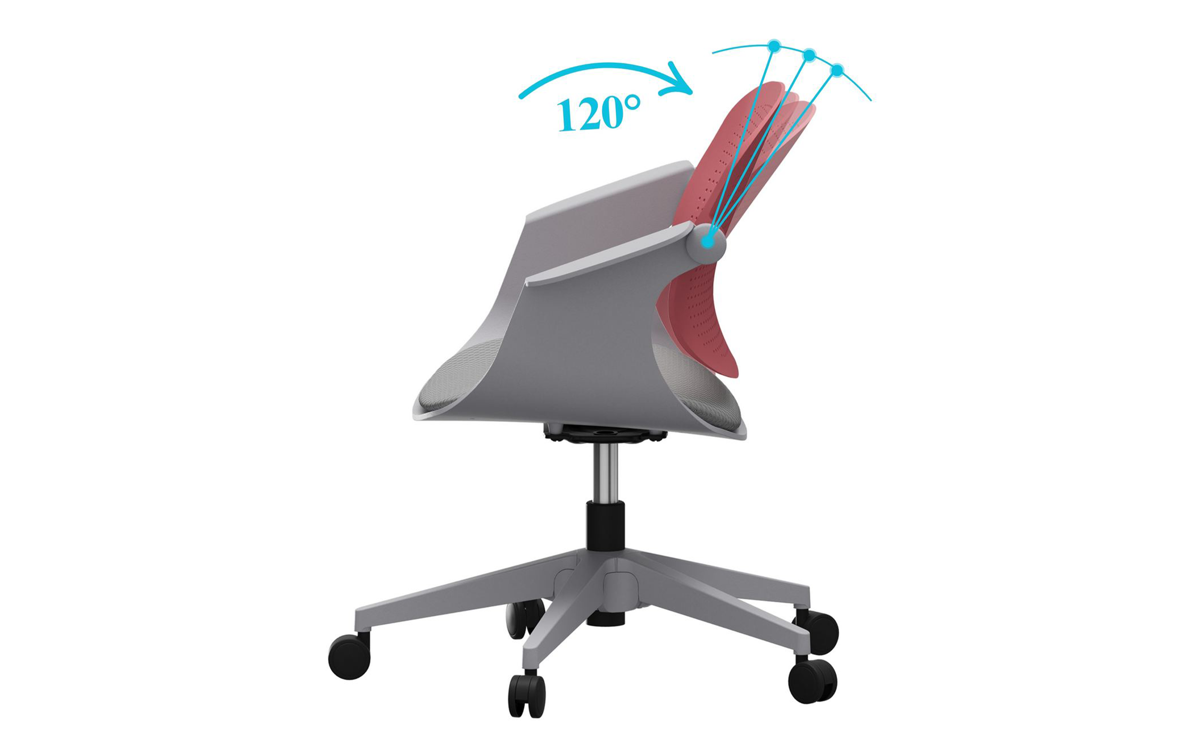 Scaun de birou Silio, gri deschis + roz  9