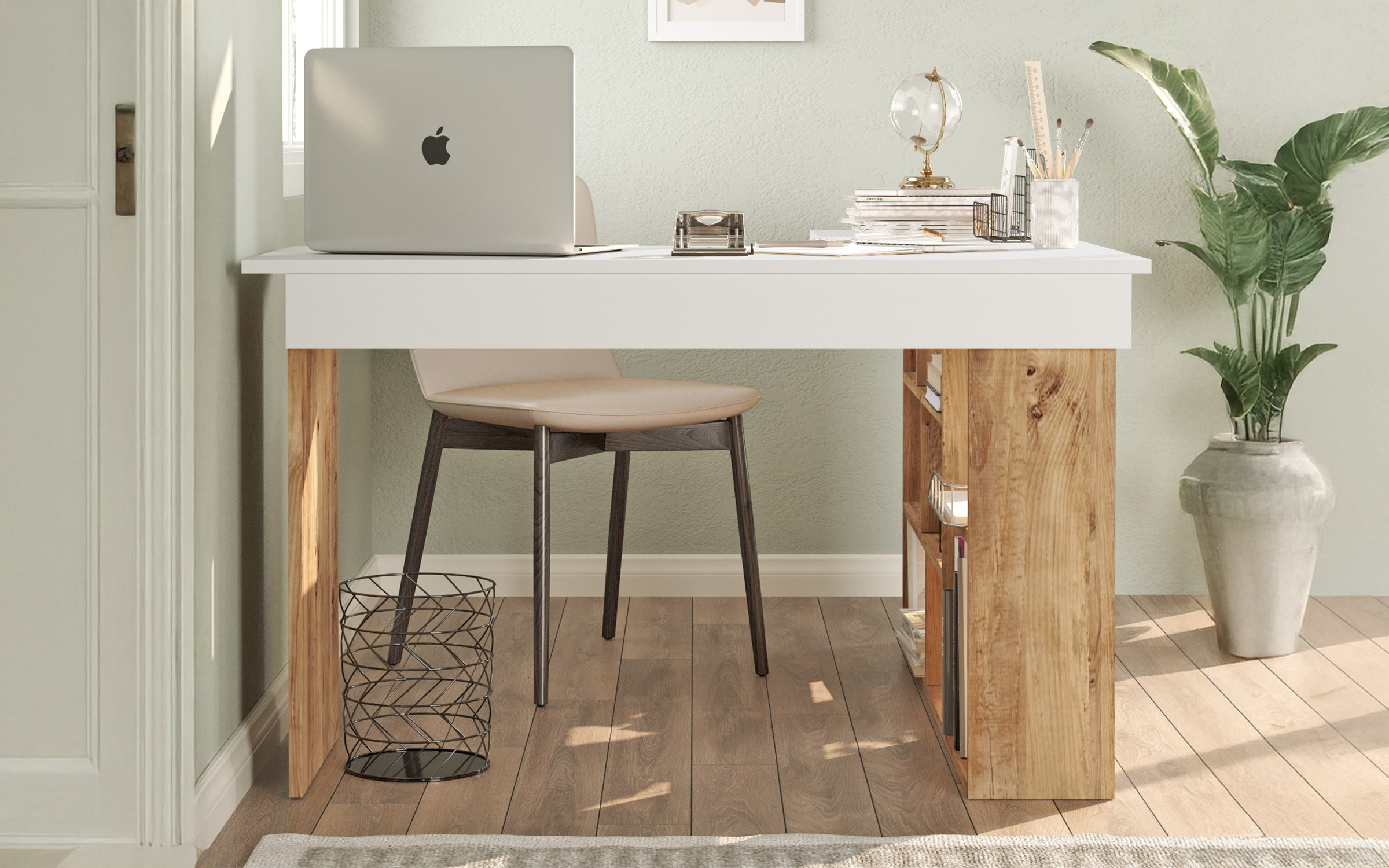 Birou Corny, pin atlantic + alb  2