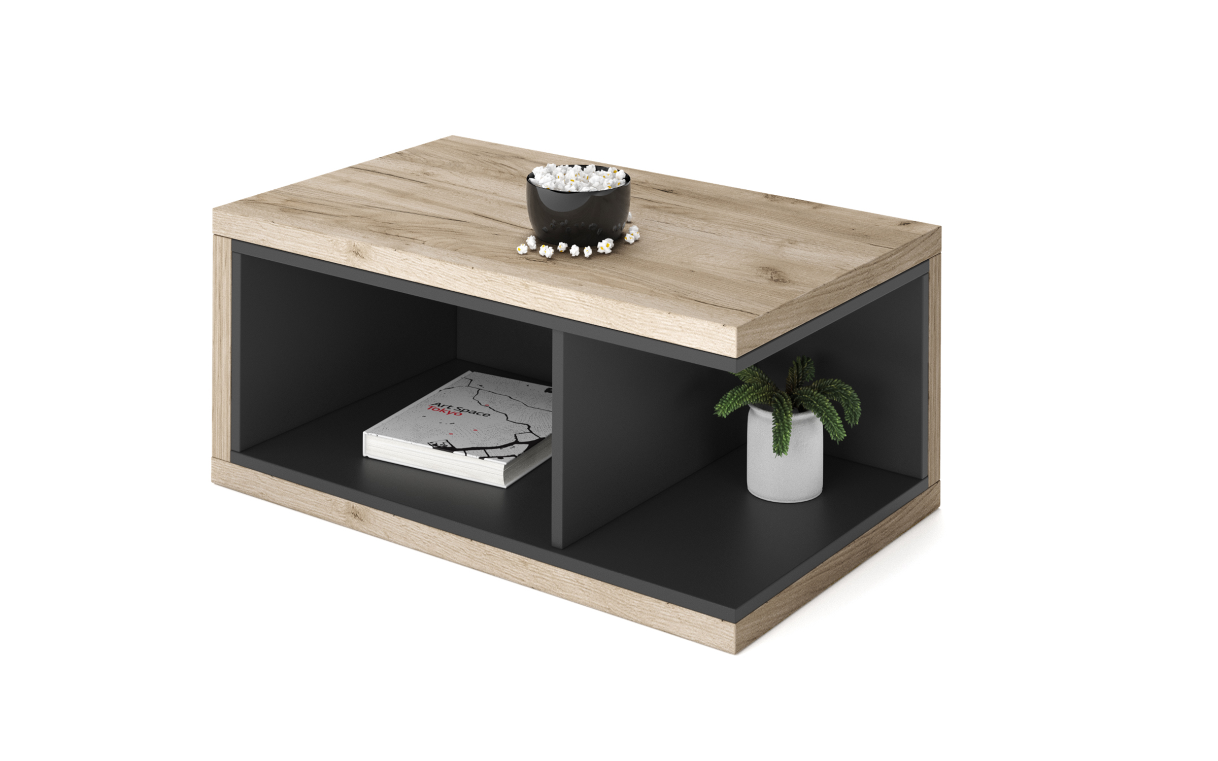 Masuta de cafea Alesa, stejar craft gri + antracit  1