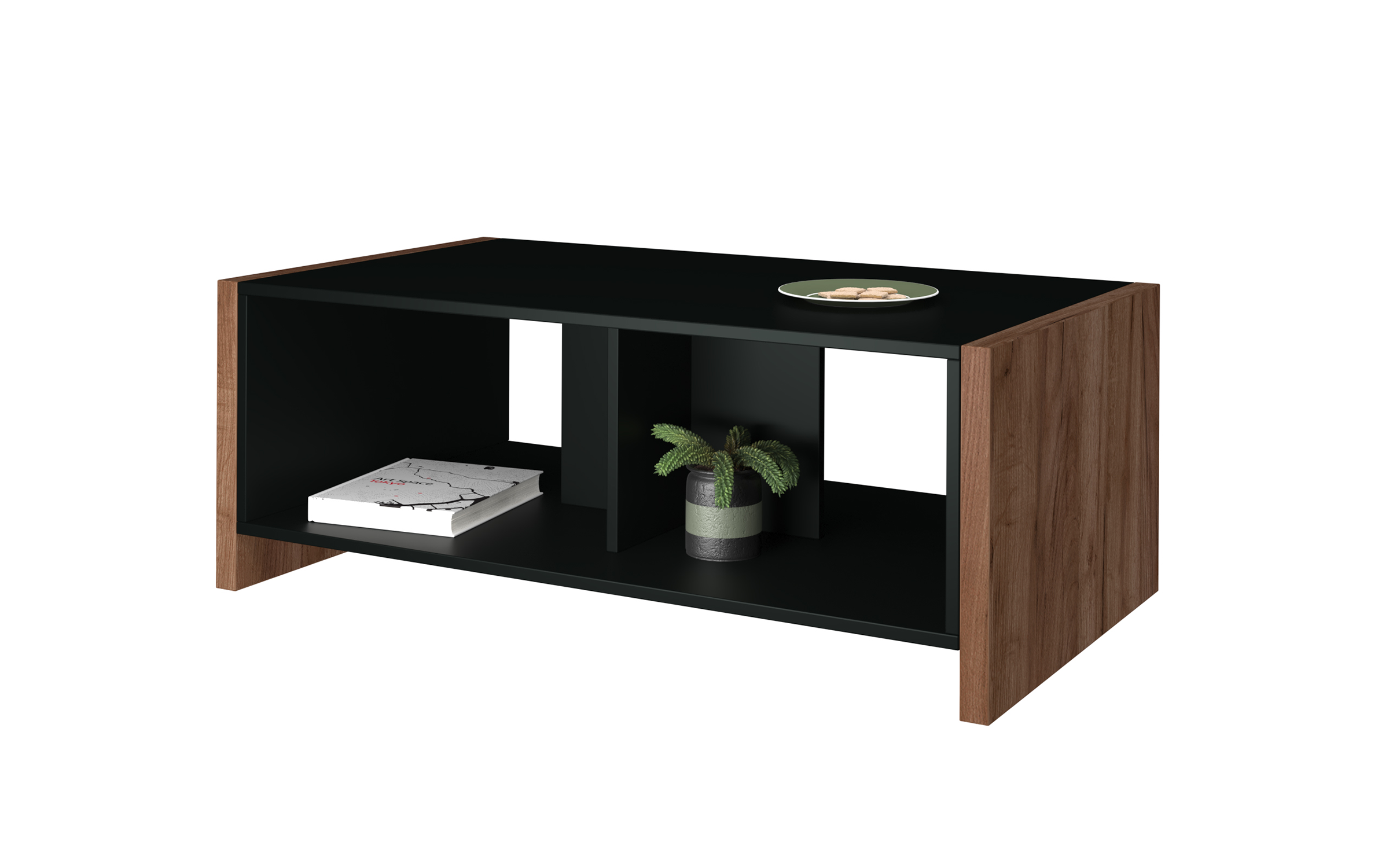 Masuta de cafea Marvin, stejar craft tabacco + negru mat  1